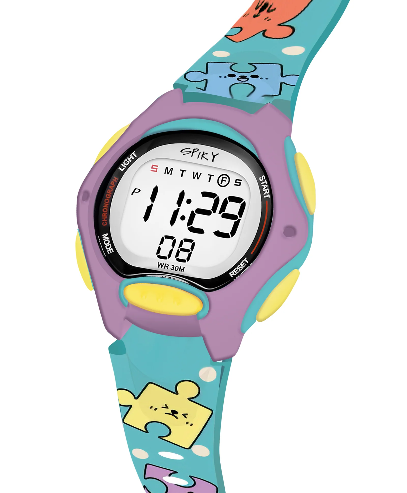Spiky Eva18 Printed Strap Round Sports Digital Watch - Image 22