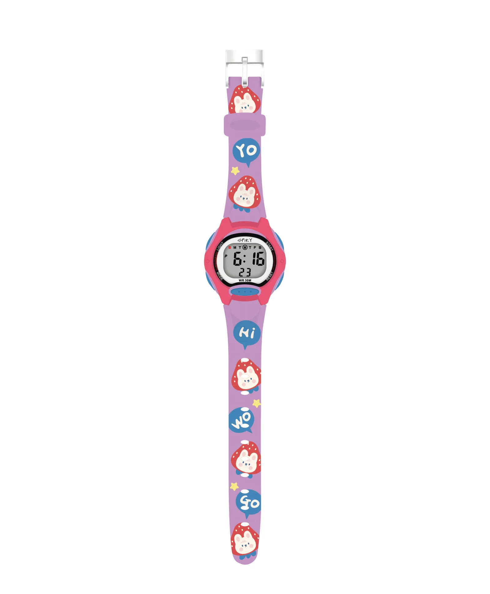 Spiky Eva18 Printed Strap Round Sports Digital Watch - Image 32