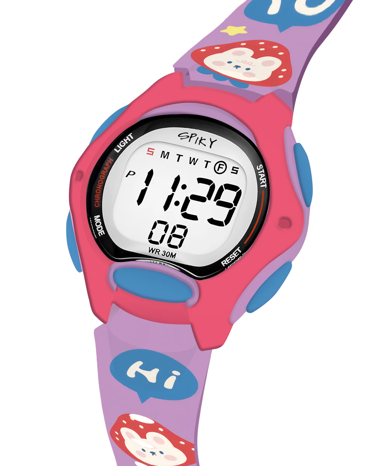 Spiky Eva18 Printed Strap Round Sports Digital Watch - Image 34