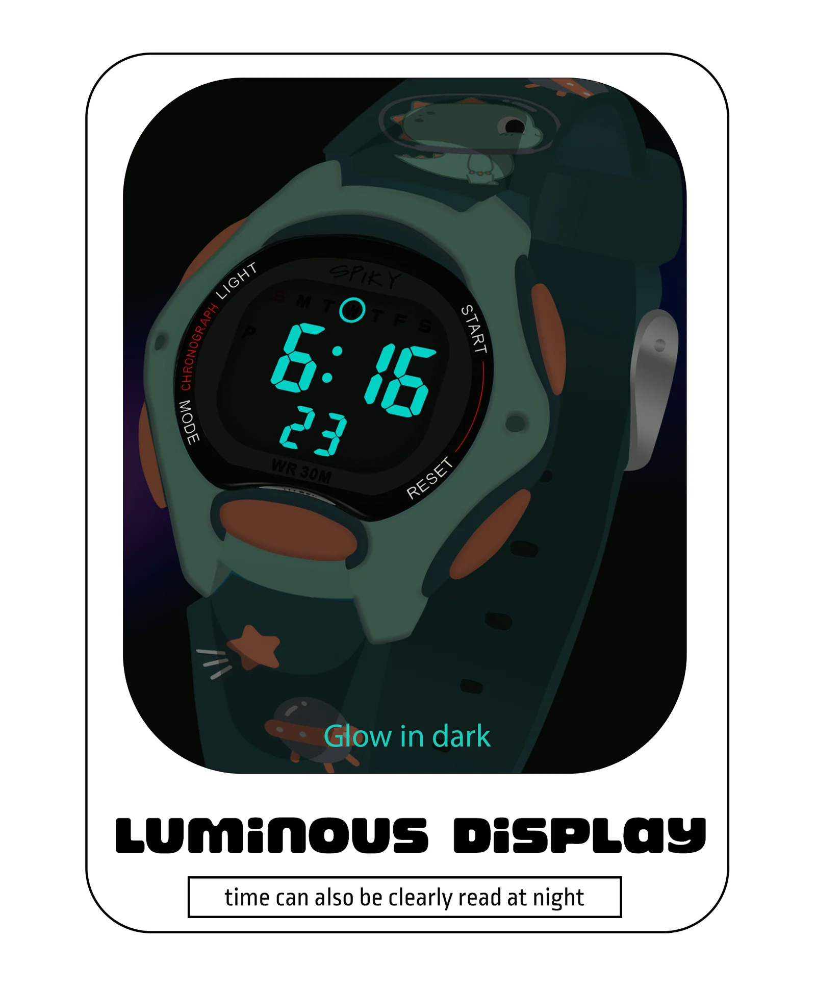 Spiky Eva18 Printed Strap Round Sports Digital Watch - Image 39