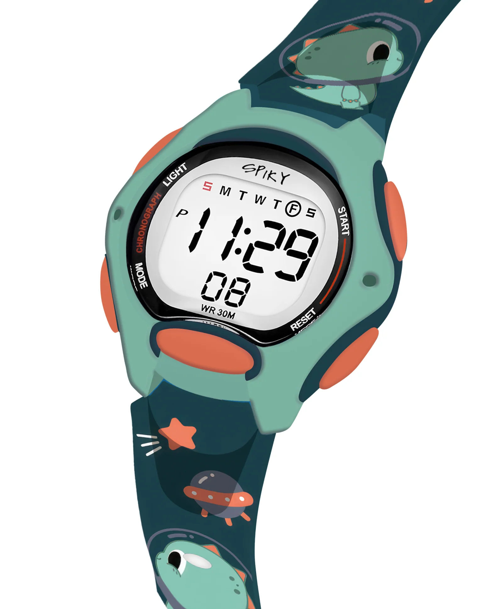 Spiky Eva18 Printed Strap Round Sports Digital Watch - Image 46
