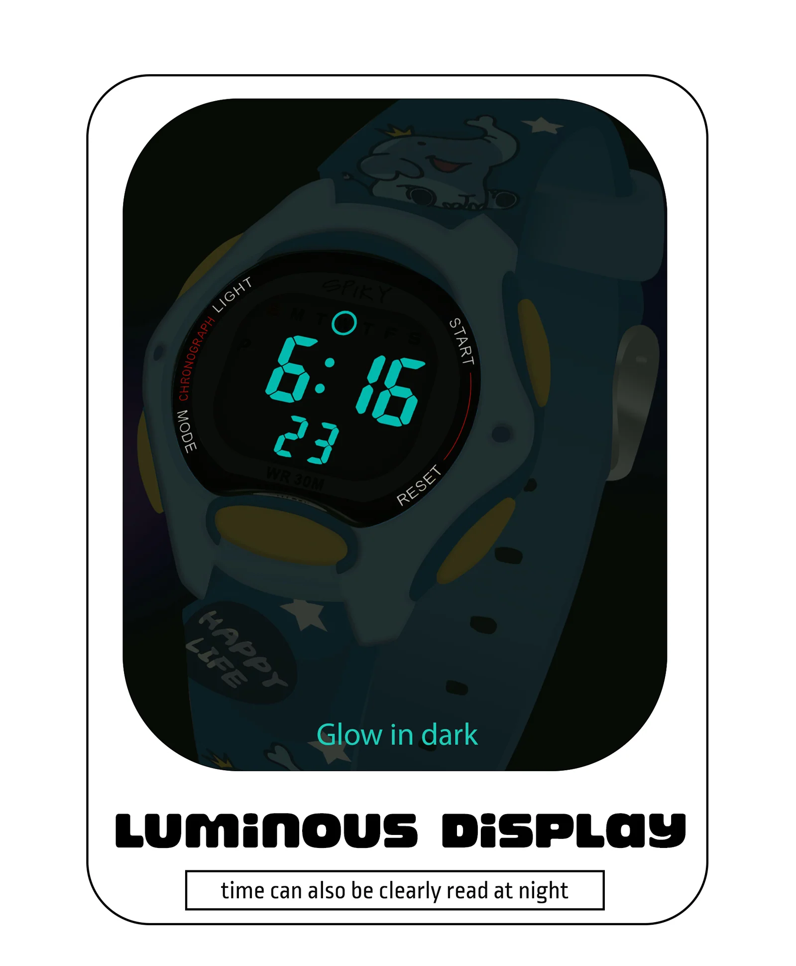 Spiky Eva18 Printed Strap Round Sports Digital Watch - Image 51