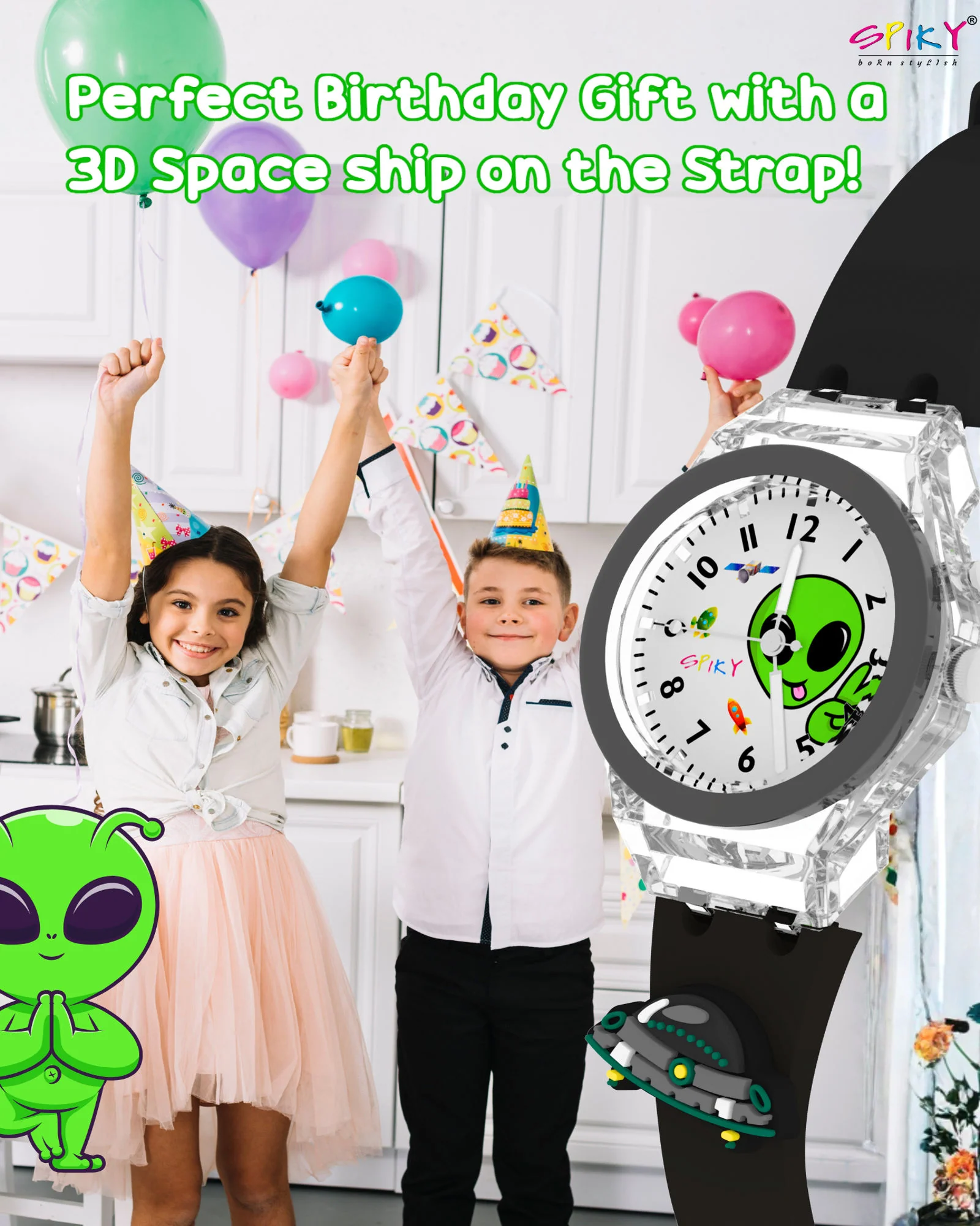 Spiky 3D Cartoon Analog Light Watch for Kids - Image 17