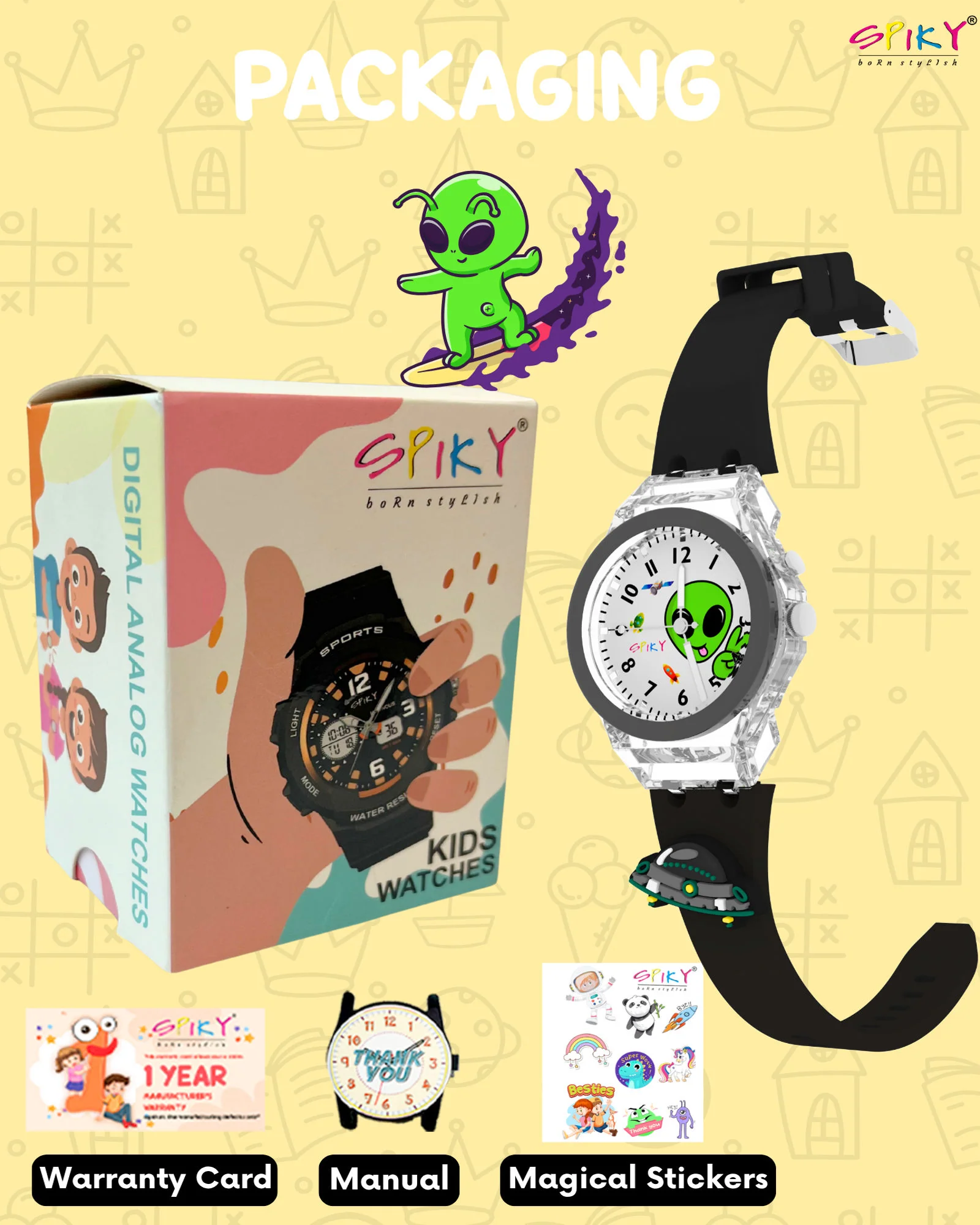Spiky 3D Cartoon Analog Light Watch for Kids - Image 21