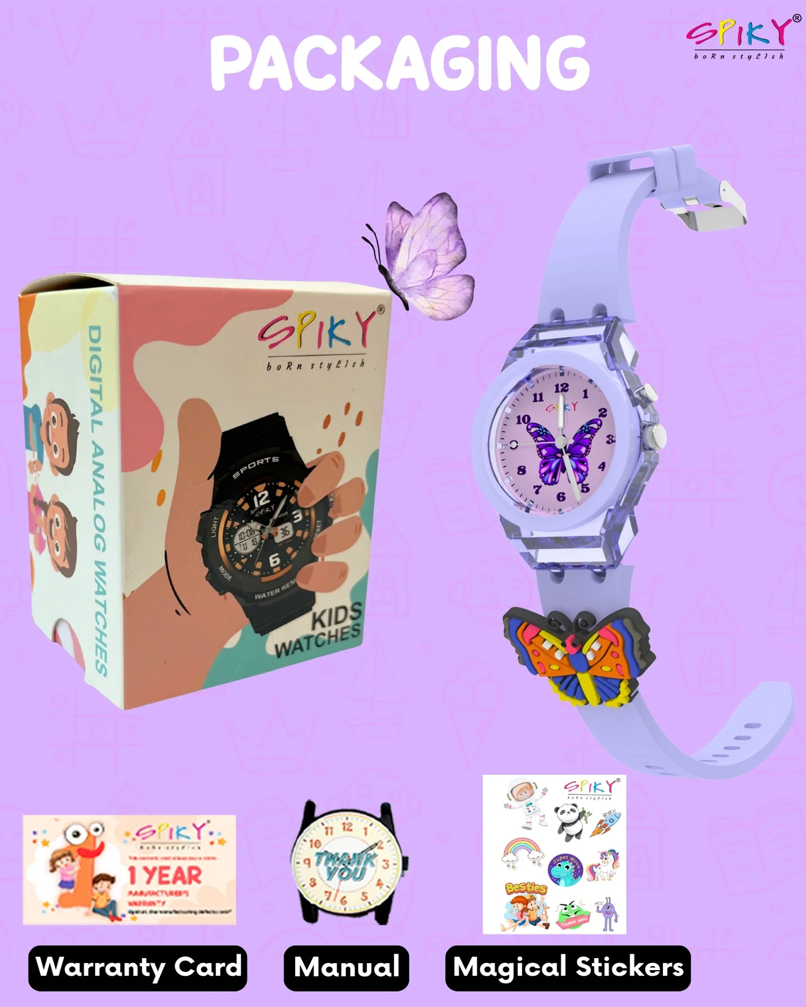 Spiky 3D Cartoon Analog Light Watch for Kids - Image 43