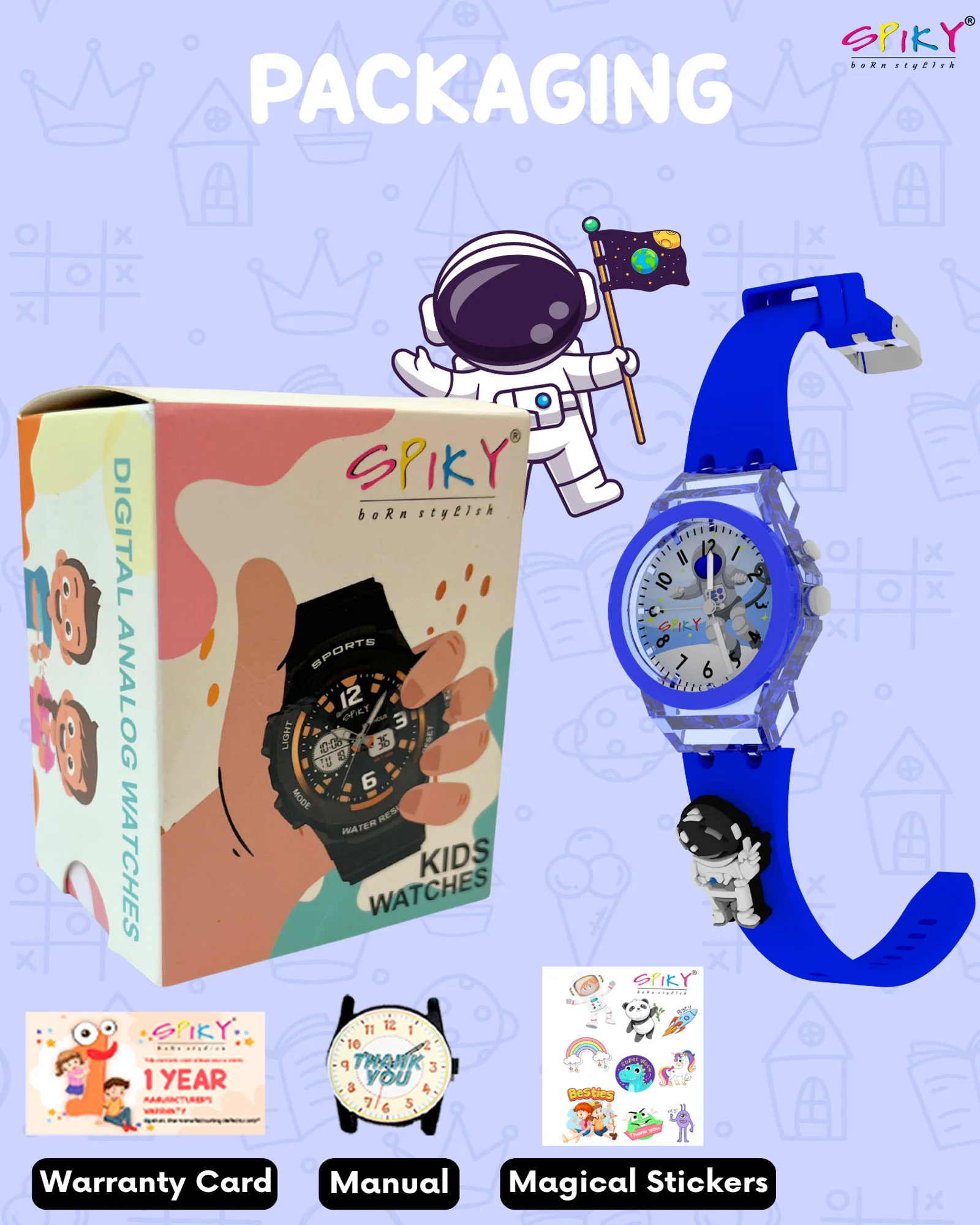 Spiky 3D Cartoon Analog Light Watch for Kids - Image 7
