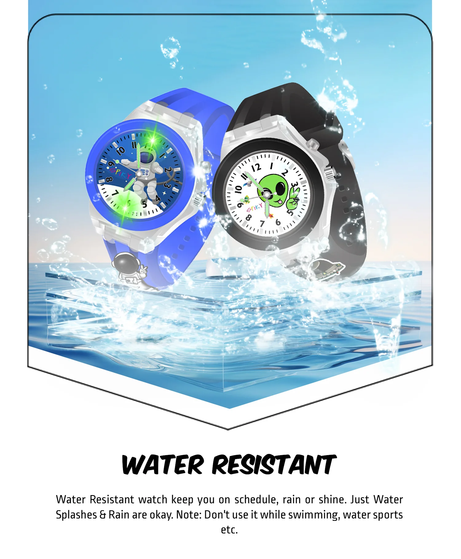 Spiky 3D Astronaut & Rabbit Cartoon Analog Light Watch Combo - Image 39