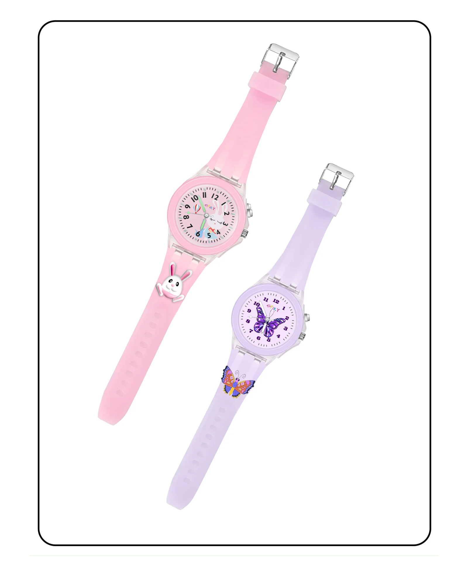 Spiky 3D Astronaut & Rabbit Cartoon Analog Light Watch Combo - Image 67