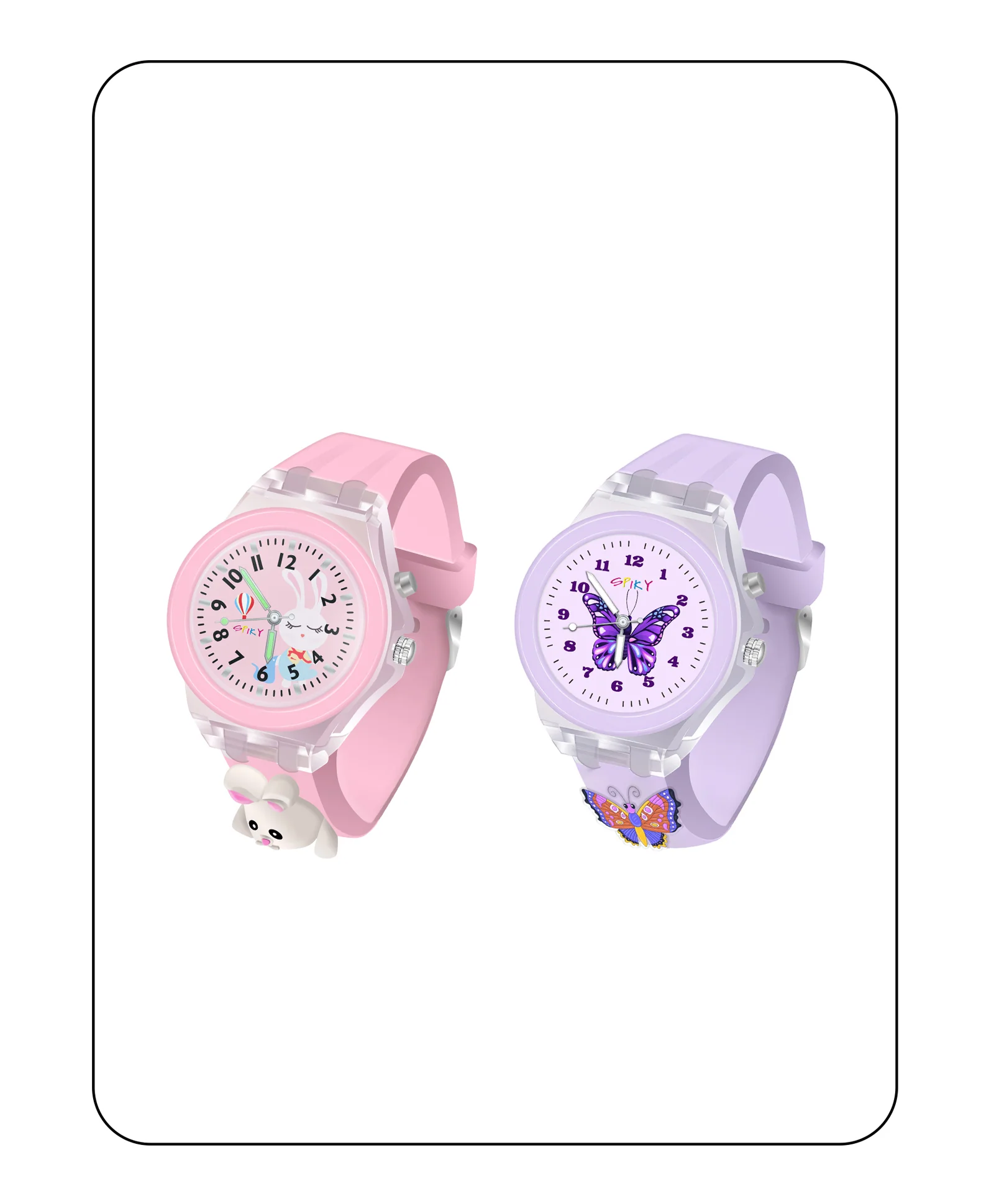 Spiky 3D Astronaut & Rabbit Cartoon Analog Light Watch Combo - Image 68