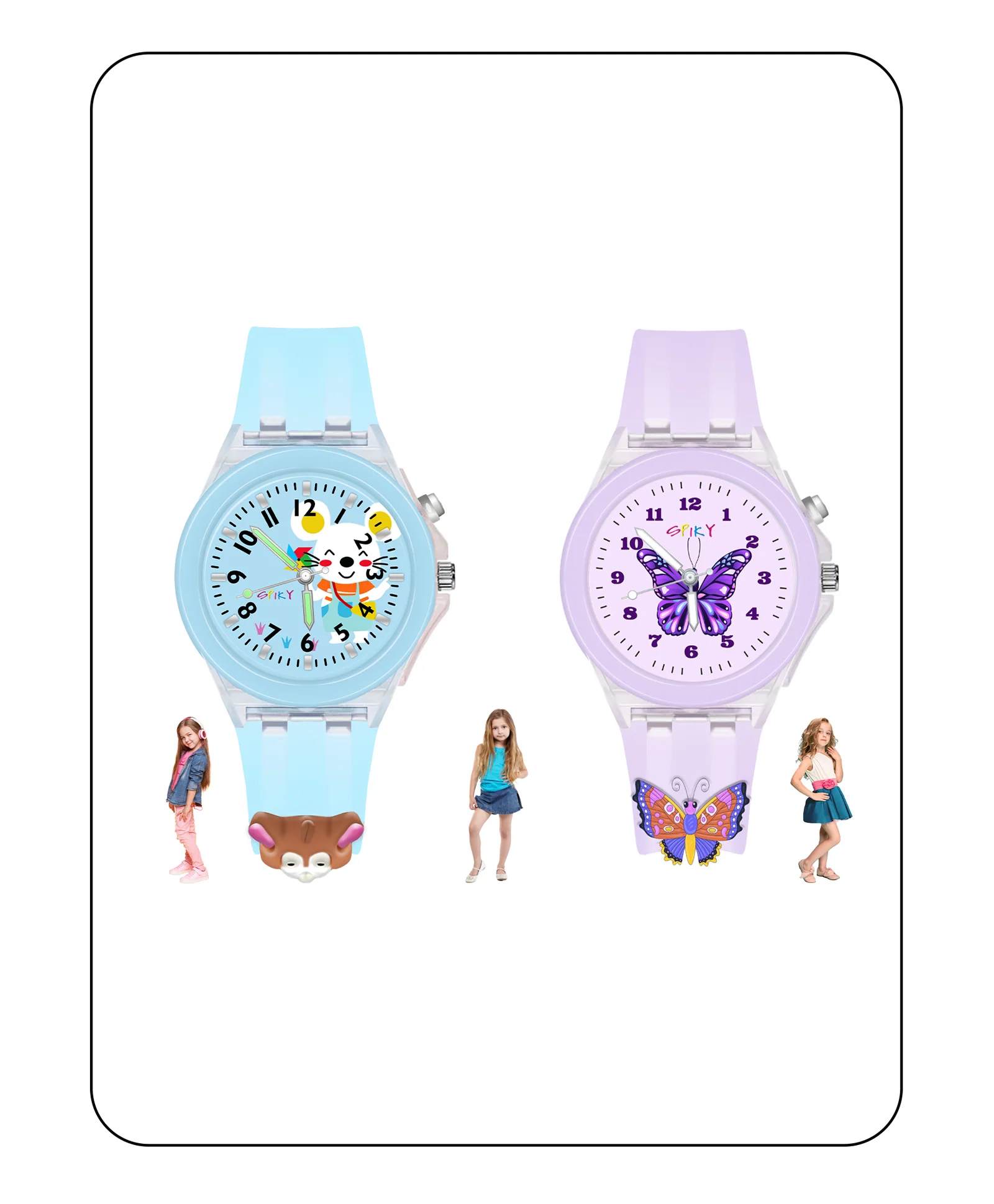 Spiky 3D Astronaut & Rabbit Cartoon Analog Light Watch Combo - Image 83