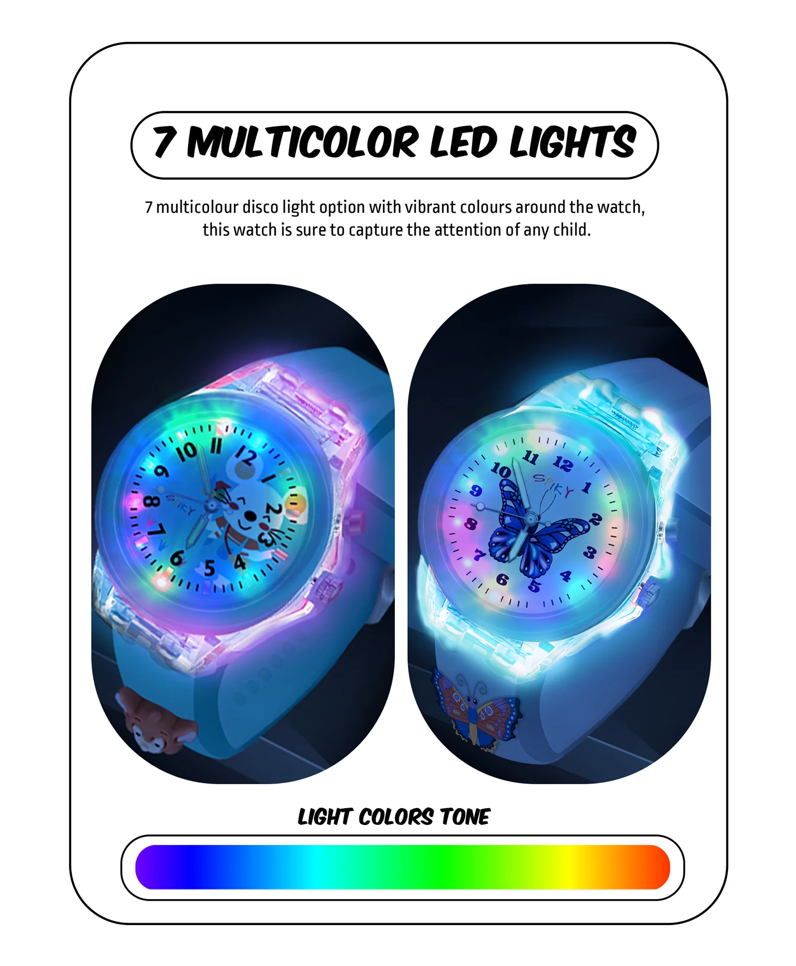 Spiky Combo of Unicorn & Monkey 3D Cartoon Analog Light Watch - Image 14