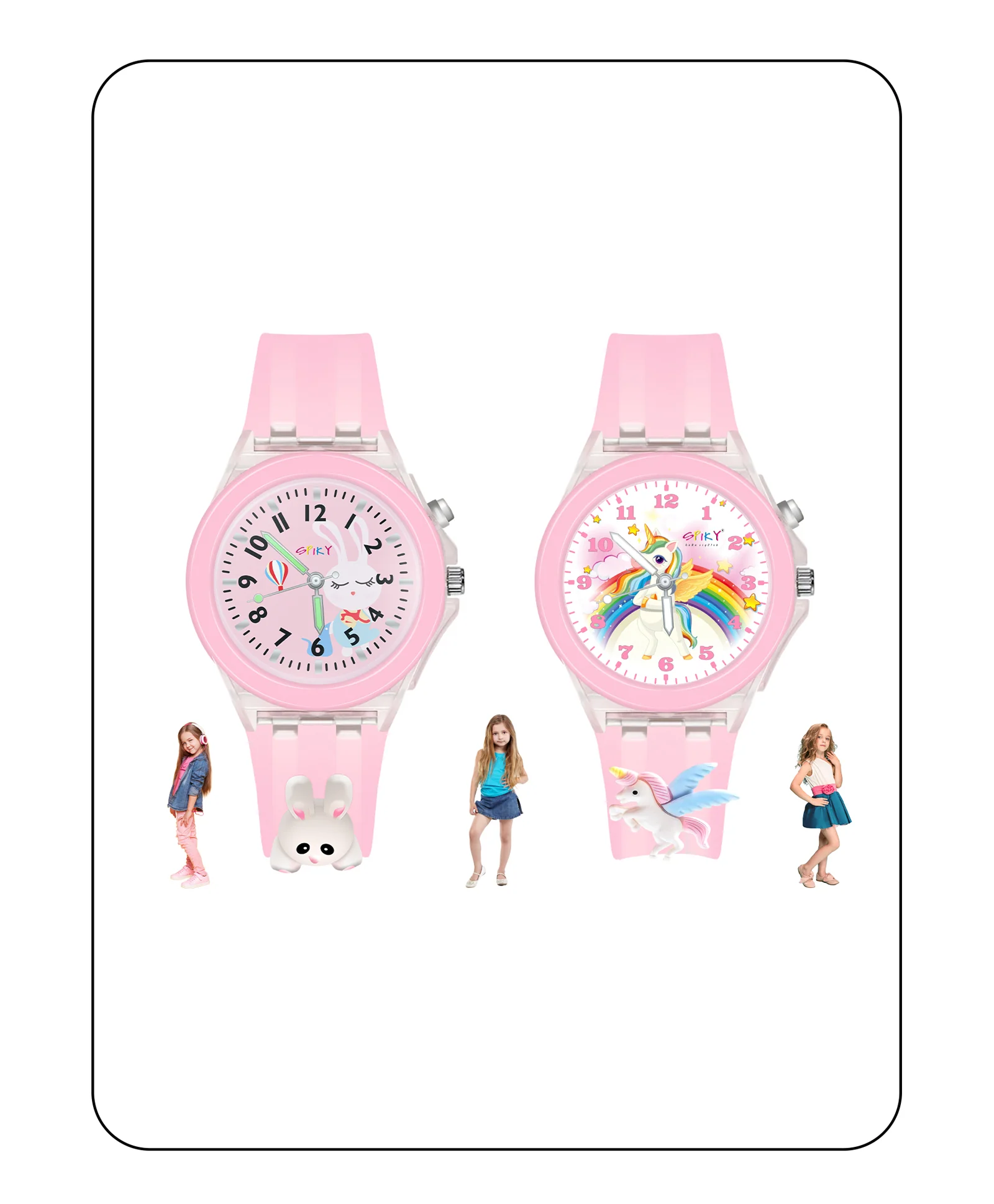 Spiky Combo of Unicorn & Monkey 3D Cartoon Analog Light Watch - Image 25