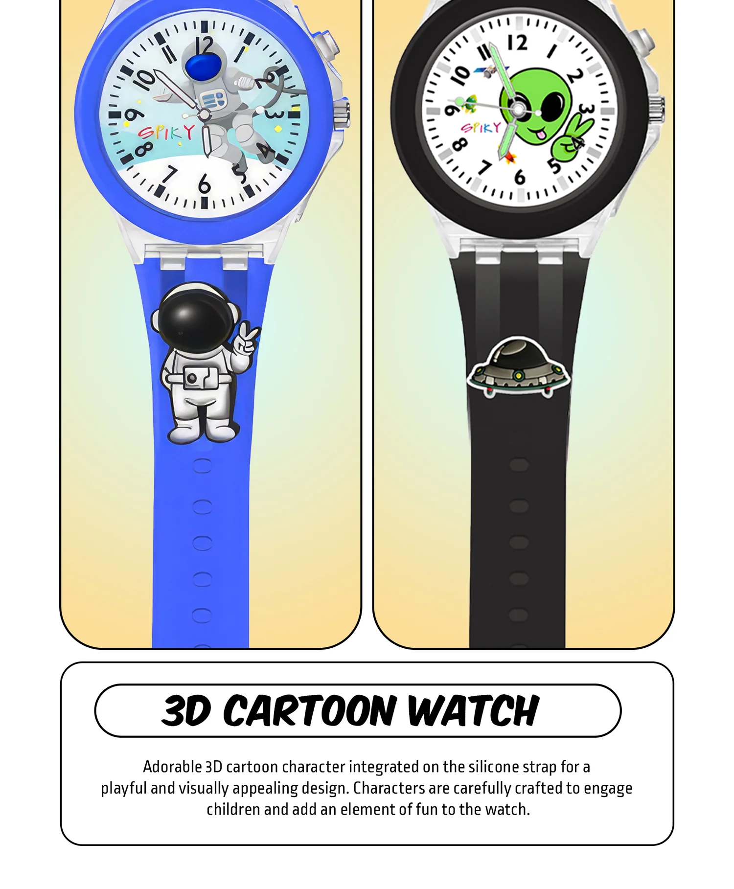 Spiky Combo of Unicorn & Monkey 3D Cartoon Analog Light Watch - Image 56