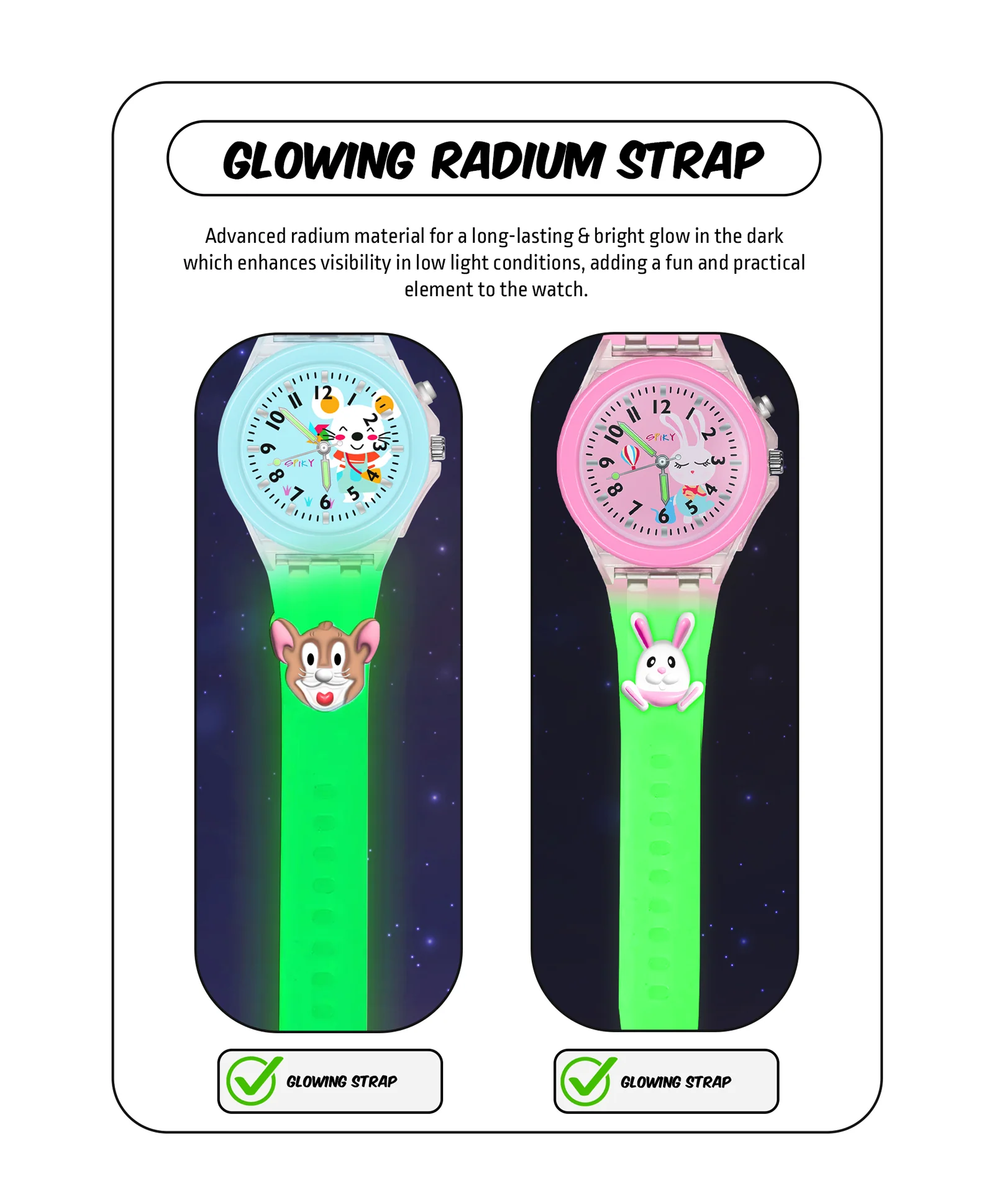Spiky Combo of Unicorn & Monkey 3D Cartoon Analog Light Watch - Image 76