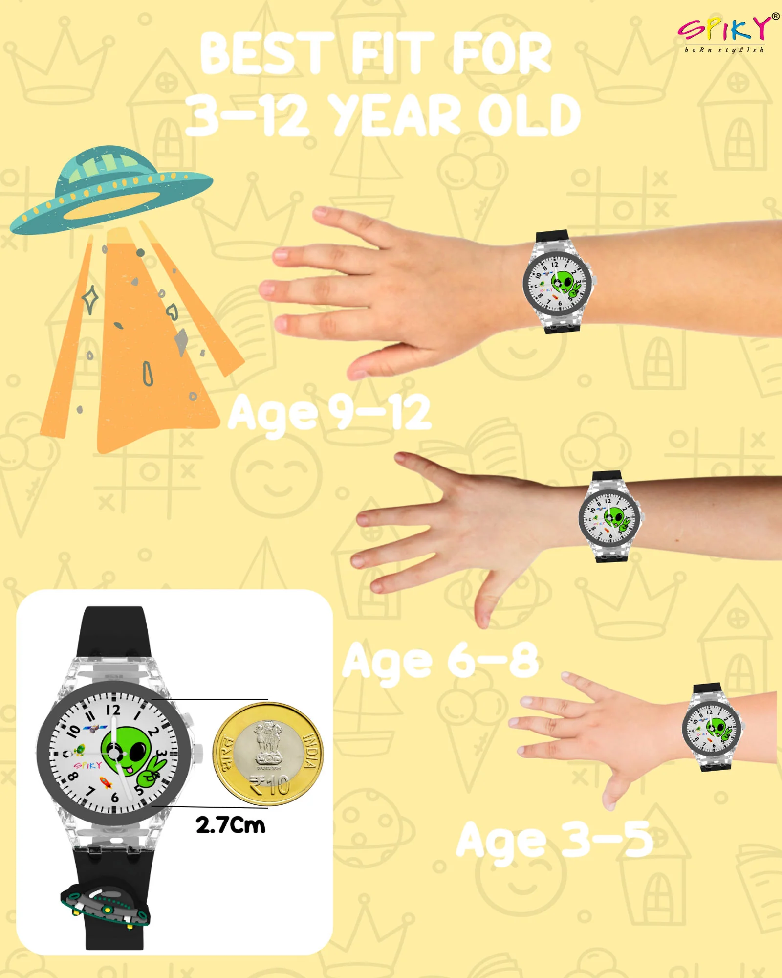 Spiky 3D Cartoon Analog Light Watch for Kids - Image 23