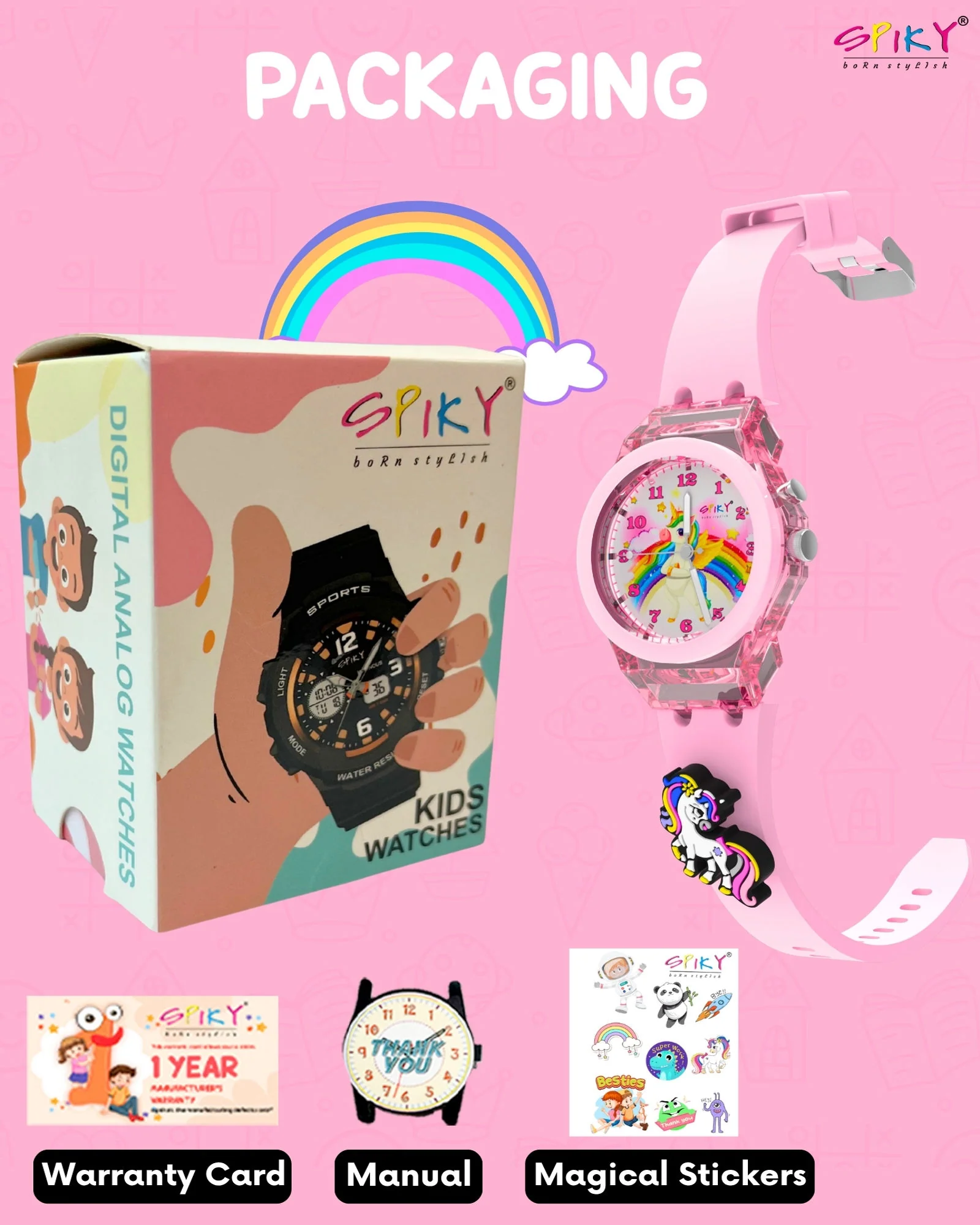 Spiky 3D Cartoon Analog Light Watch for Kids - Image 7