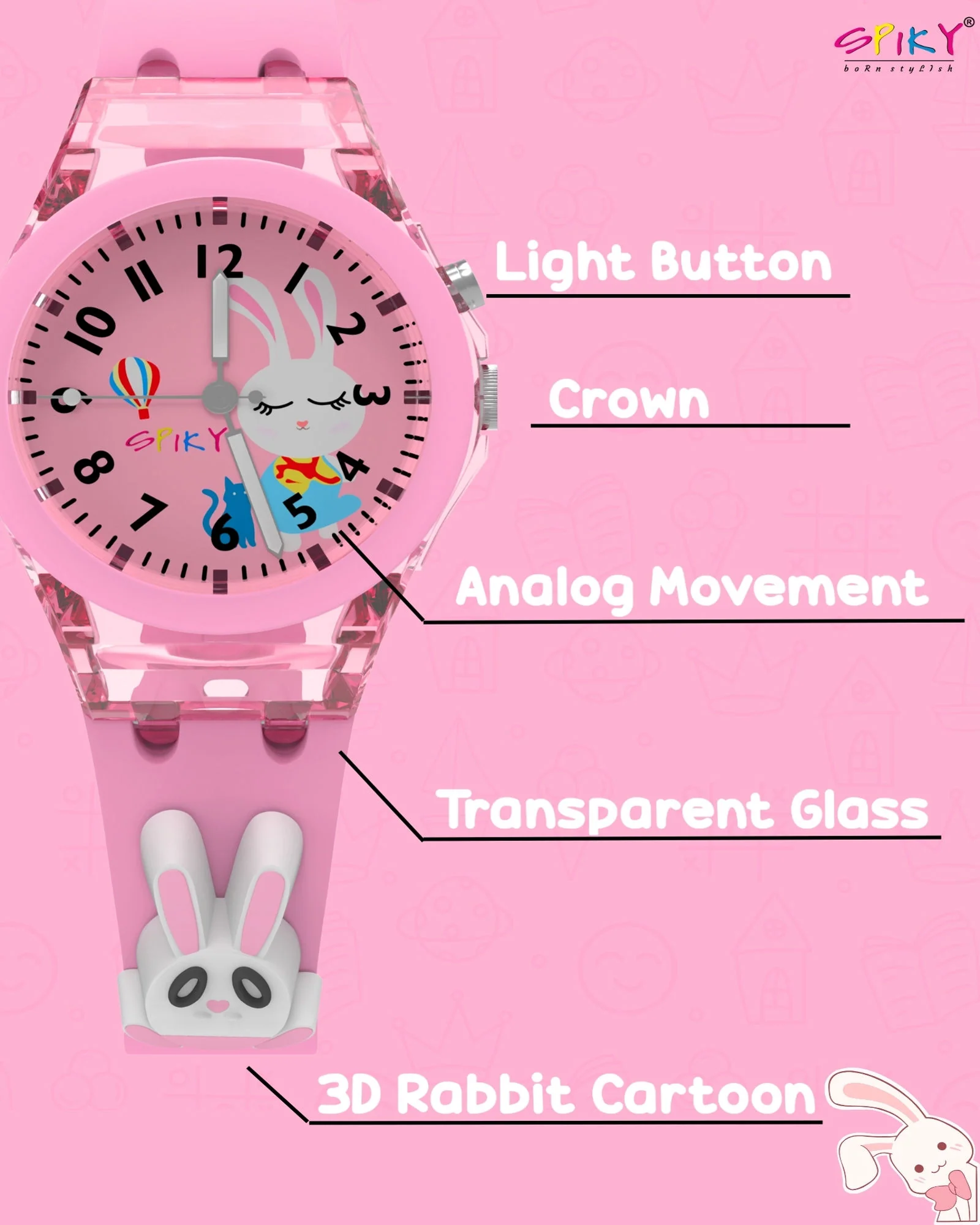 Spiky 3D Cartoon Analog Light Watch for Kids - Image 14