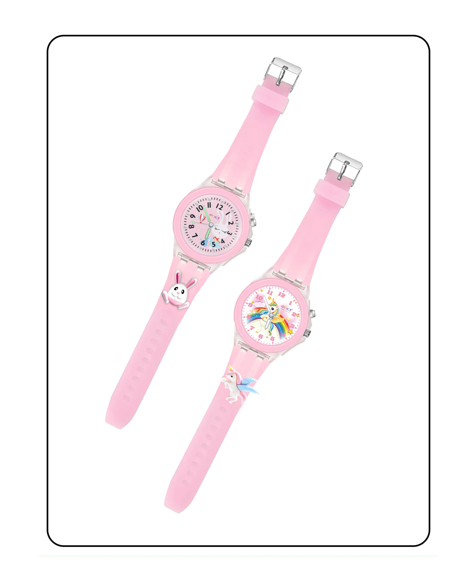 Spiky 3D Monkey & Rabbit Cartoon Analog Light Watch Combo - Image 44