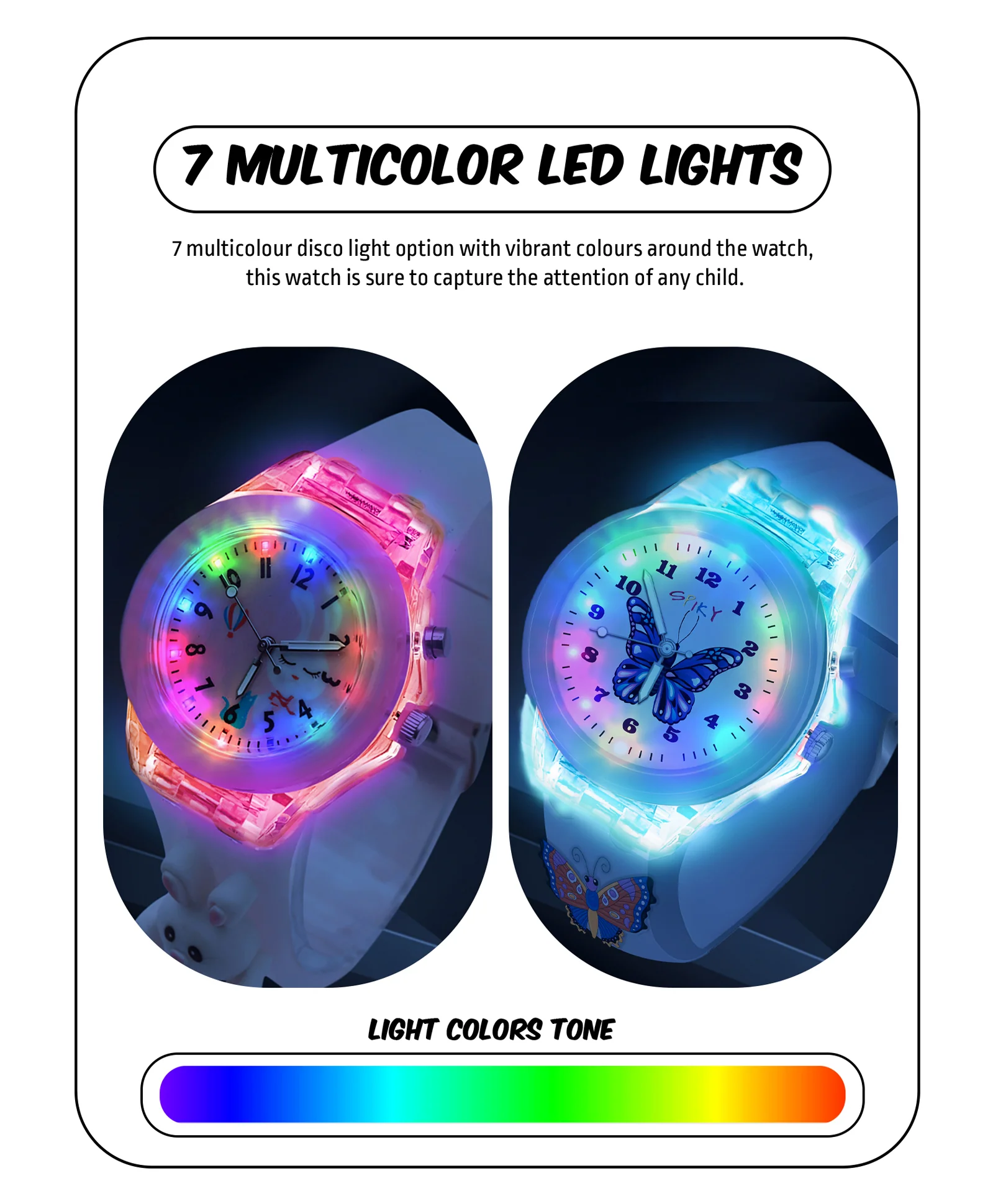 Spiky 3D Monkey & Rabbit Cartoon Analog Light Watch Combo - Image 49
