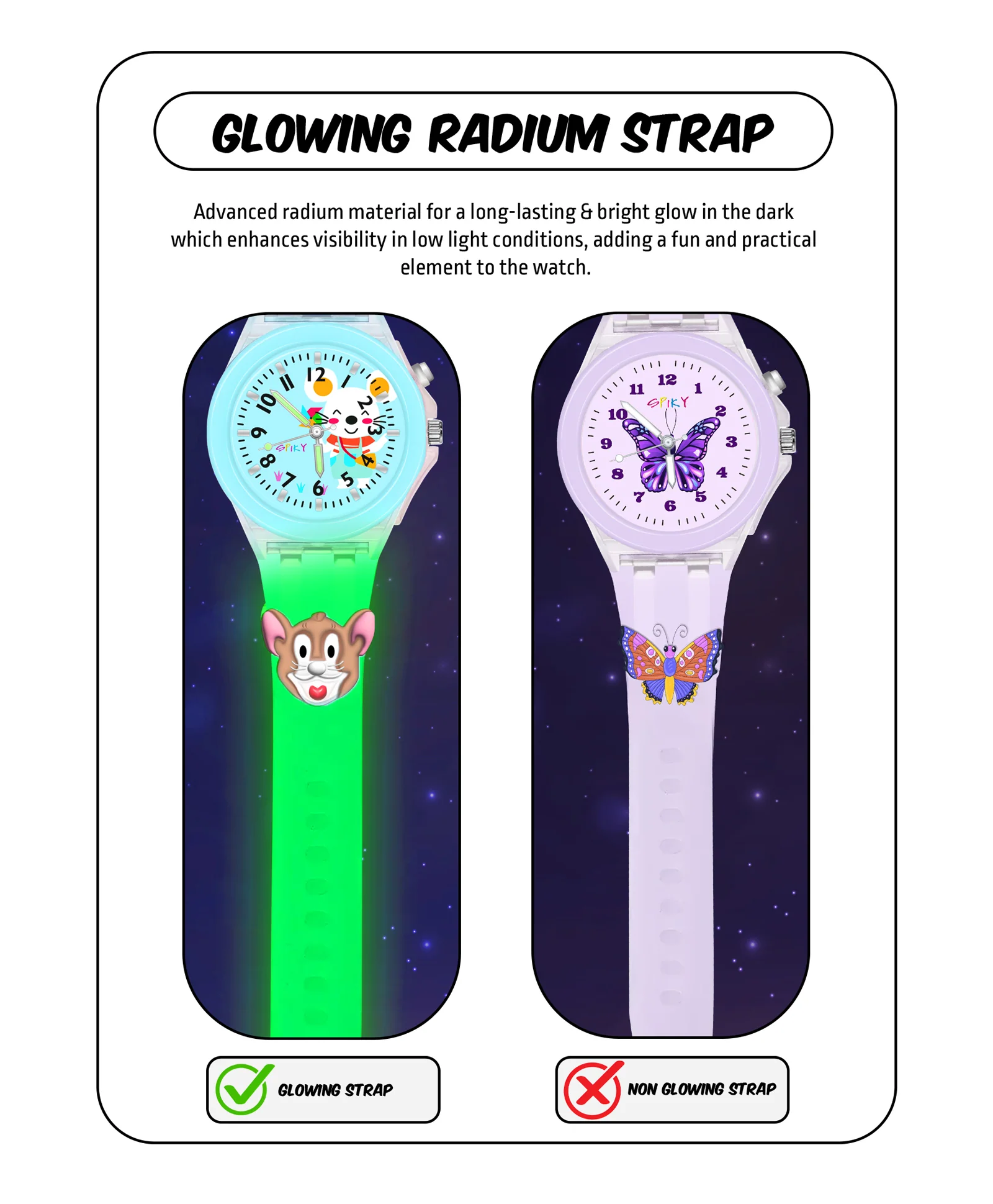 Spiky 3D Monkey & Rabbit Cartoon Analog Light Watch Combo - Image 77