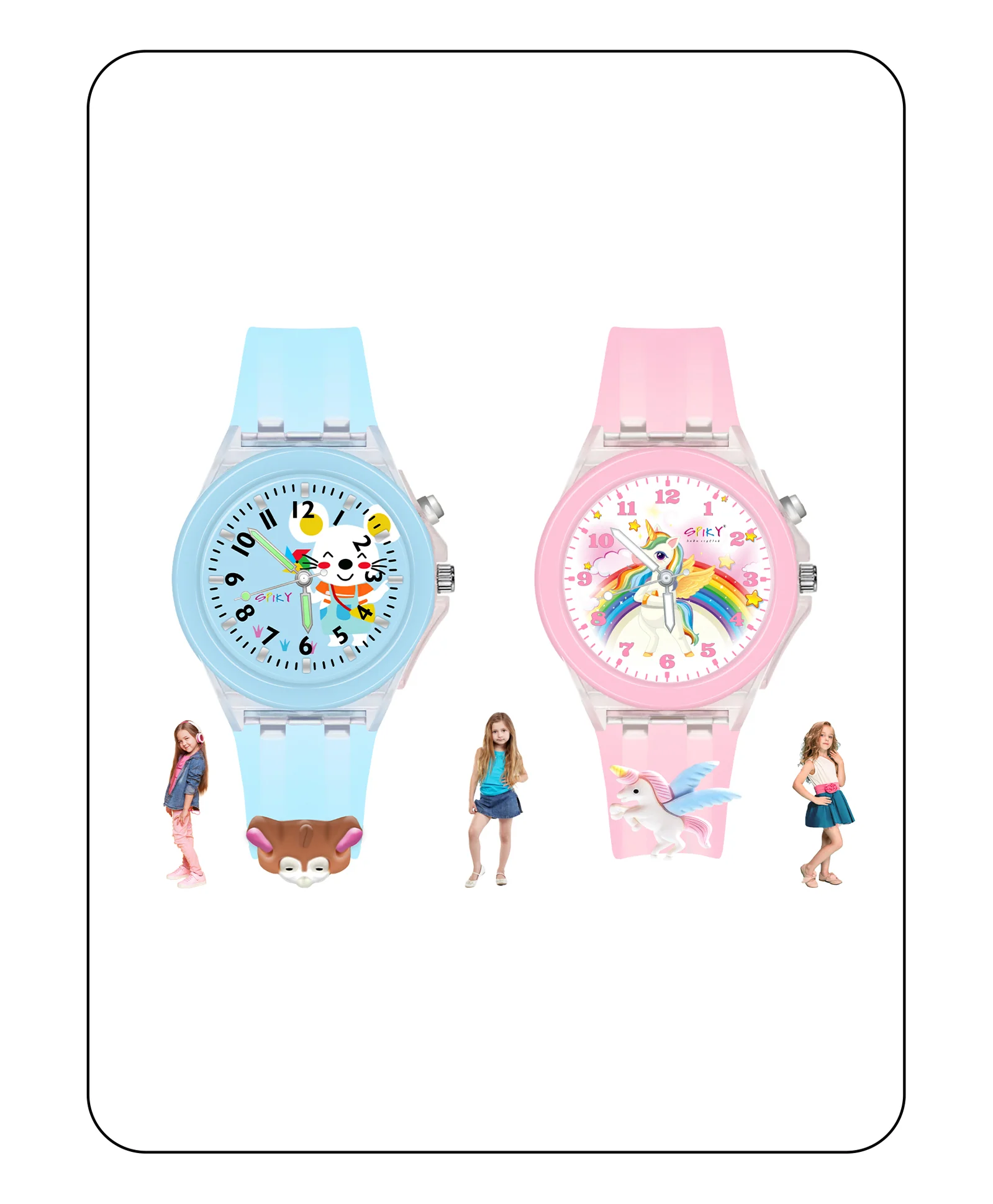 Spiky Combo of Butterfly & Monkey 3D Cartoon Analog Light Watch - Image 36