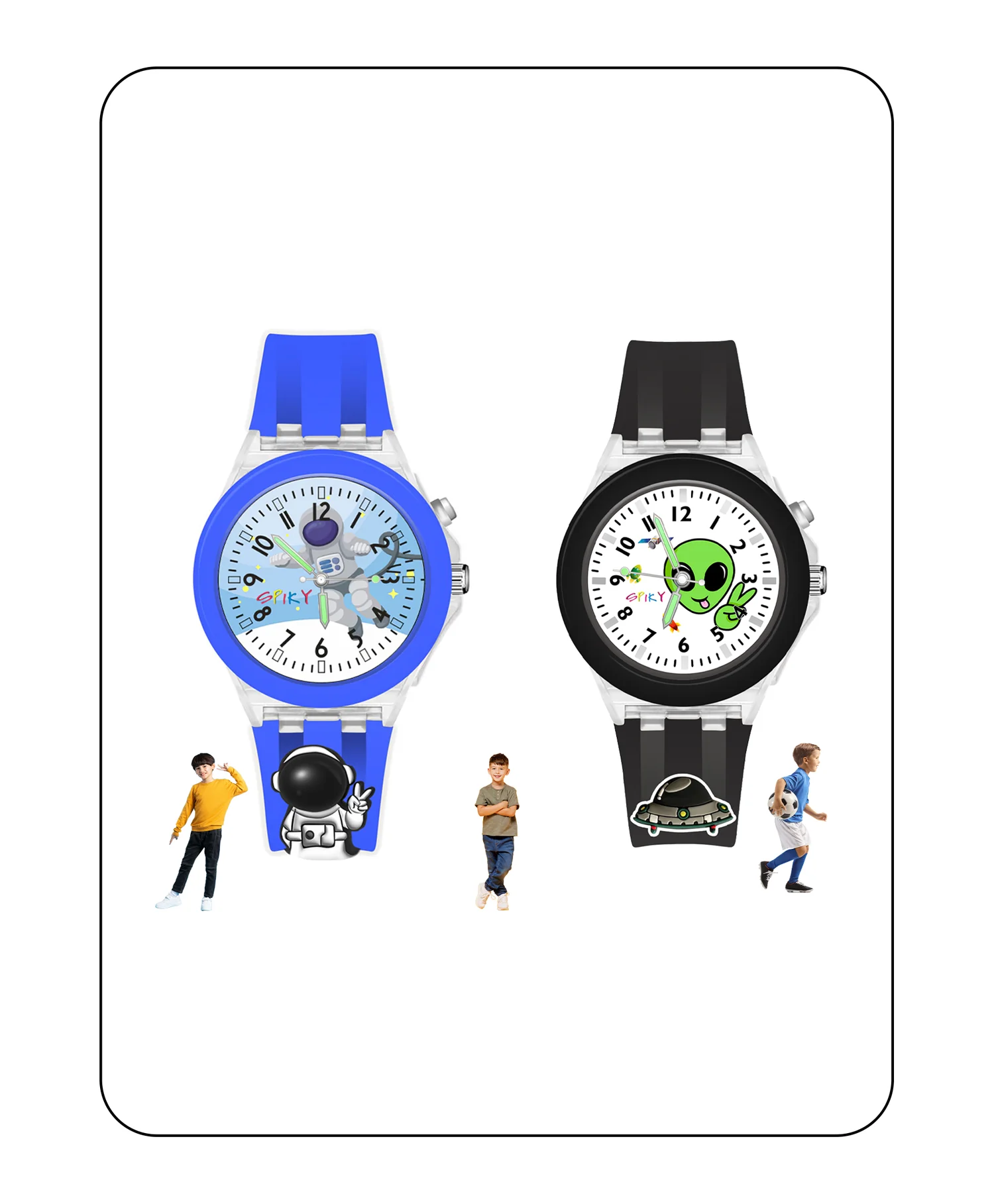 Spiky Combo of Butterfly & Monkey 3D Cartoon Analog Light Watch - Image 48