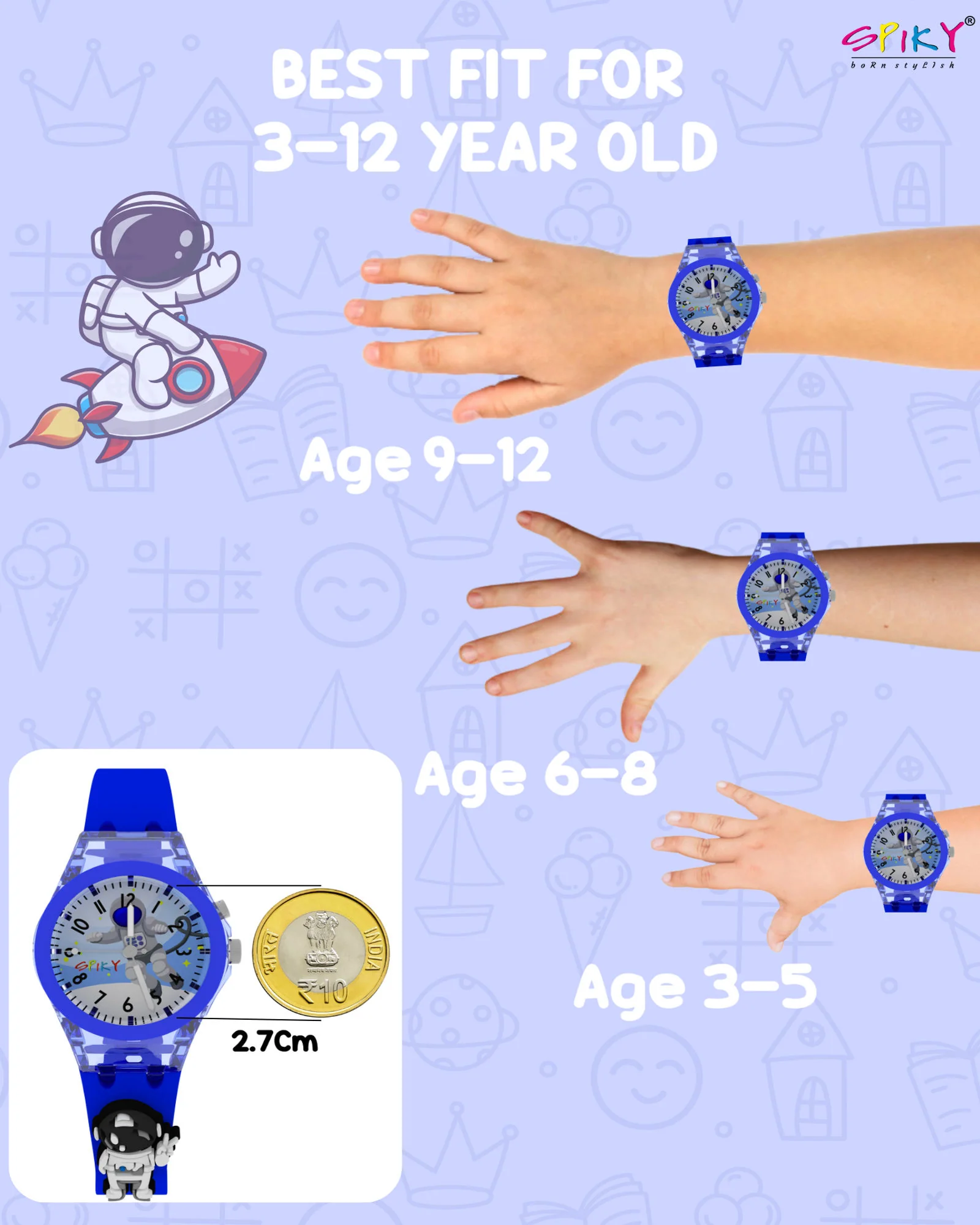 Spiky 3D Cartoon Analog Light Watch for Kids - Image 16