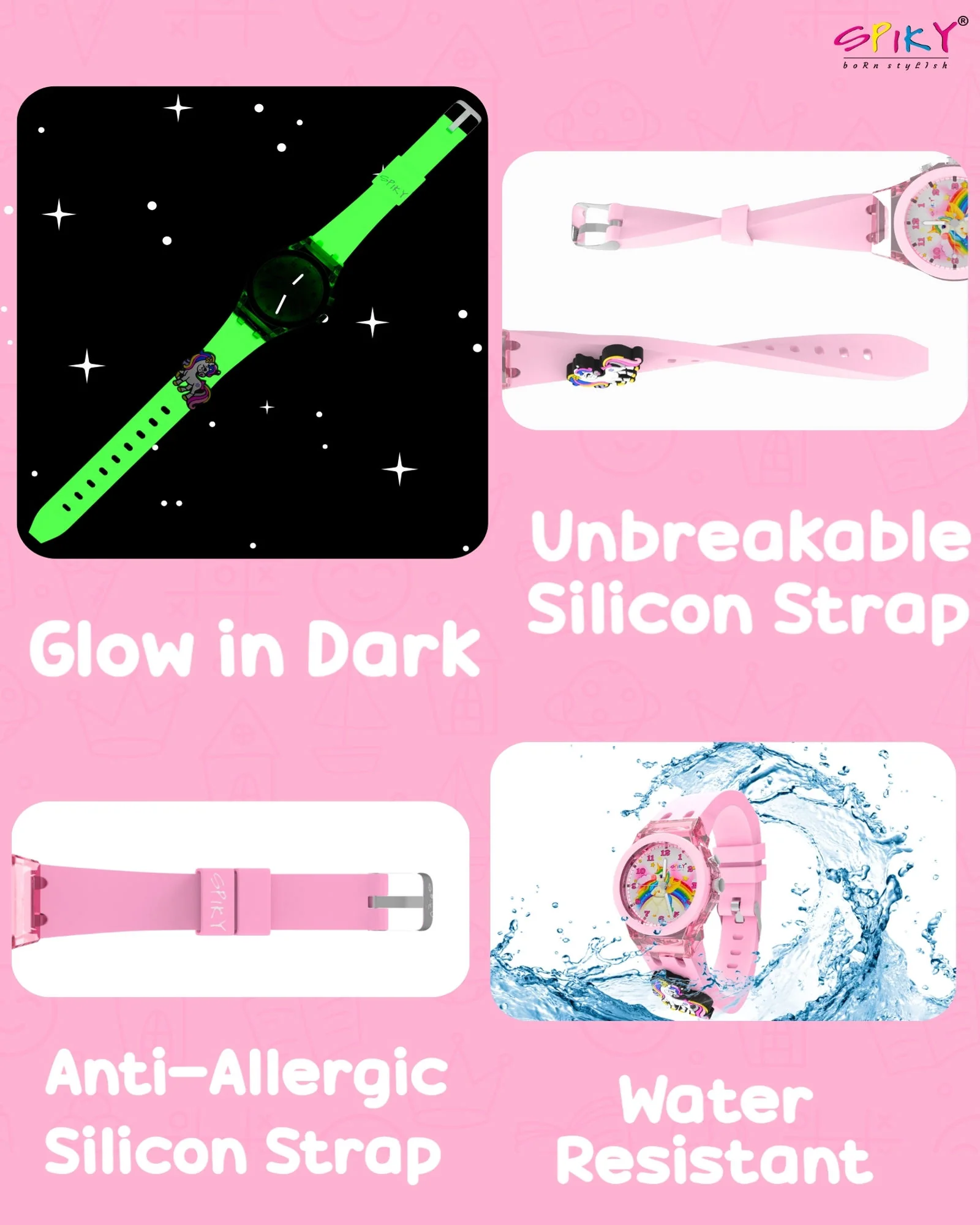 Spiky 3D Cartoon Analog Light Watch for Kids - Image 34