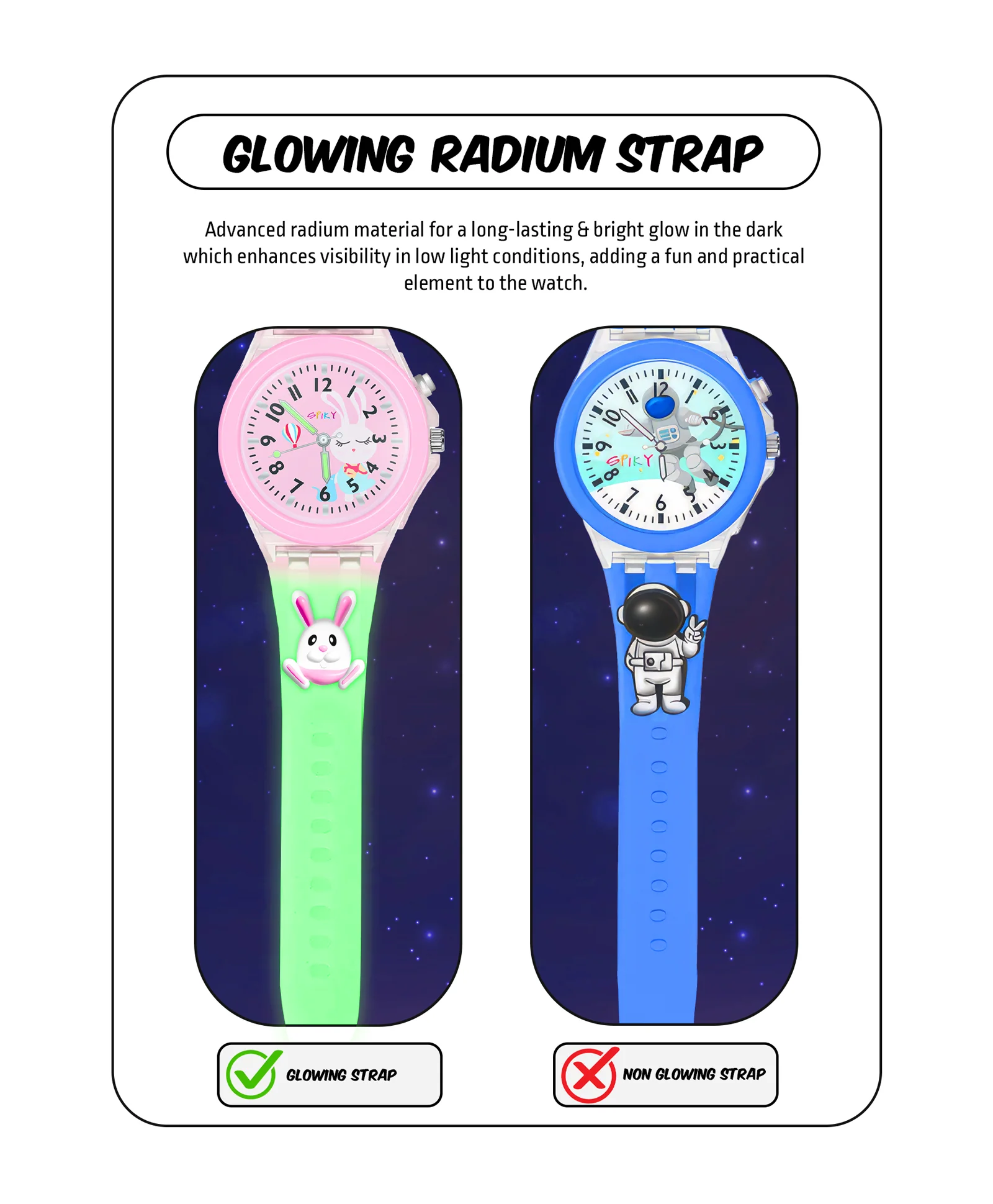 Spiky Combo of Rabbit & Butterfly 3D Cartoon Analog Light Watch - Image 65