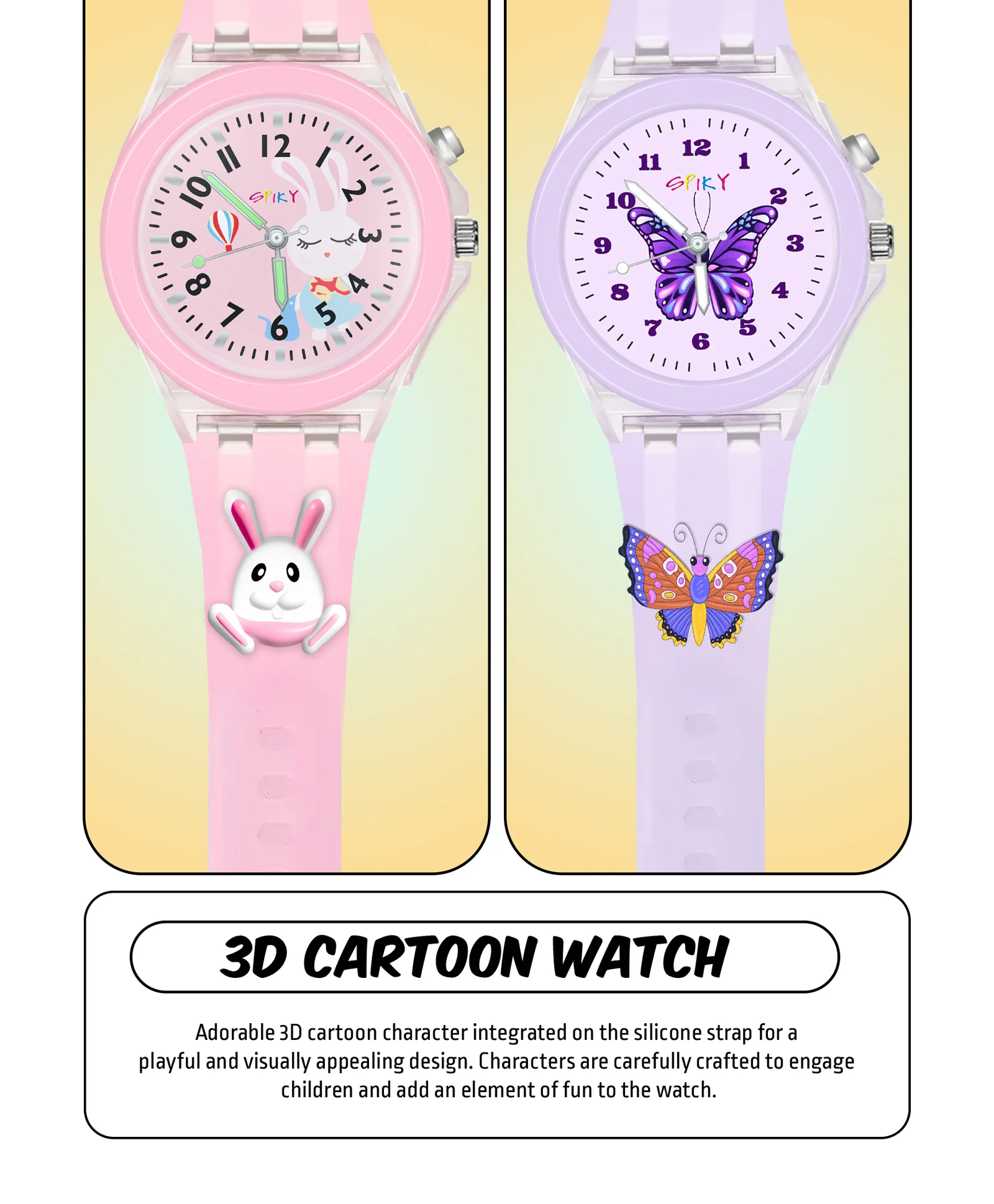 Spiky Combo of Unicorn & Rabbit 3D Cartoon Analog Light Watch - Image 20