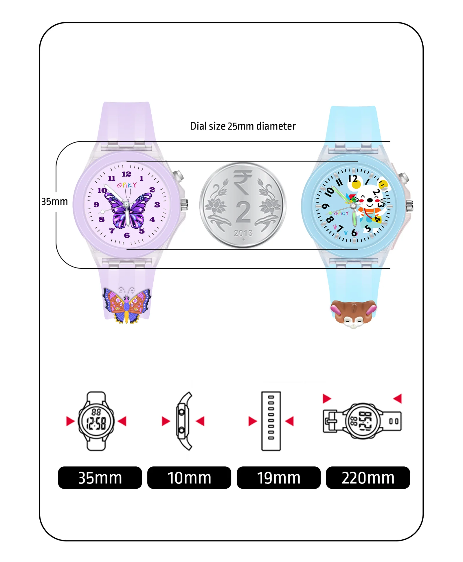 Spiky Combo of Unicorn & Rabbit 3D Cartoon Analog Light Watch - Image 43