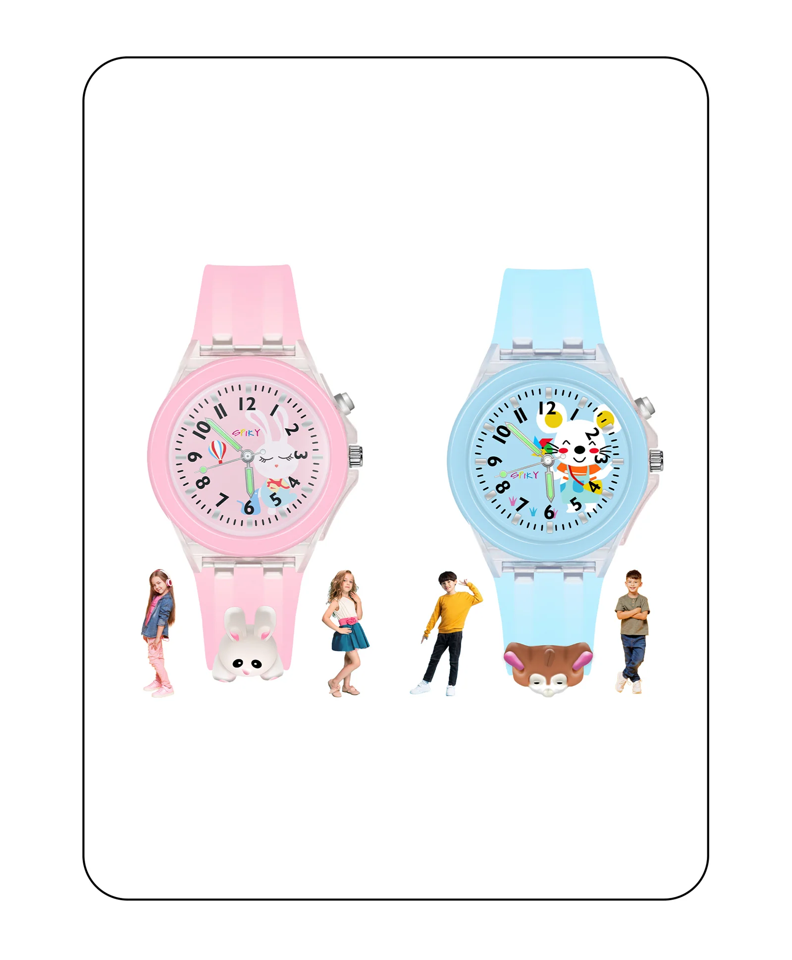 Spiky Combo of Unicorn & Rabbit 3D Cartoon Analog Light Watch - Image 71