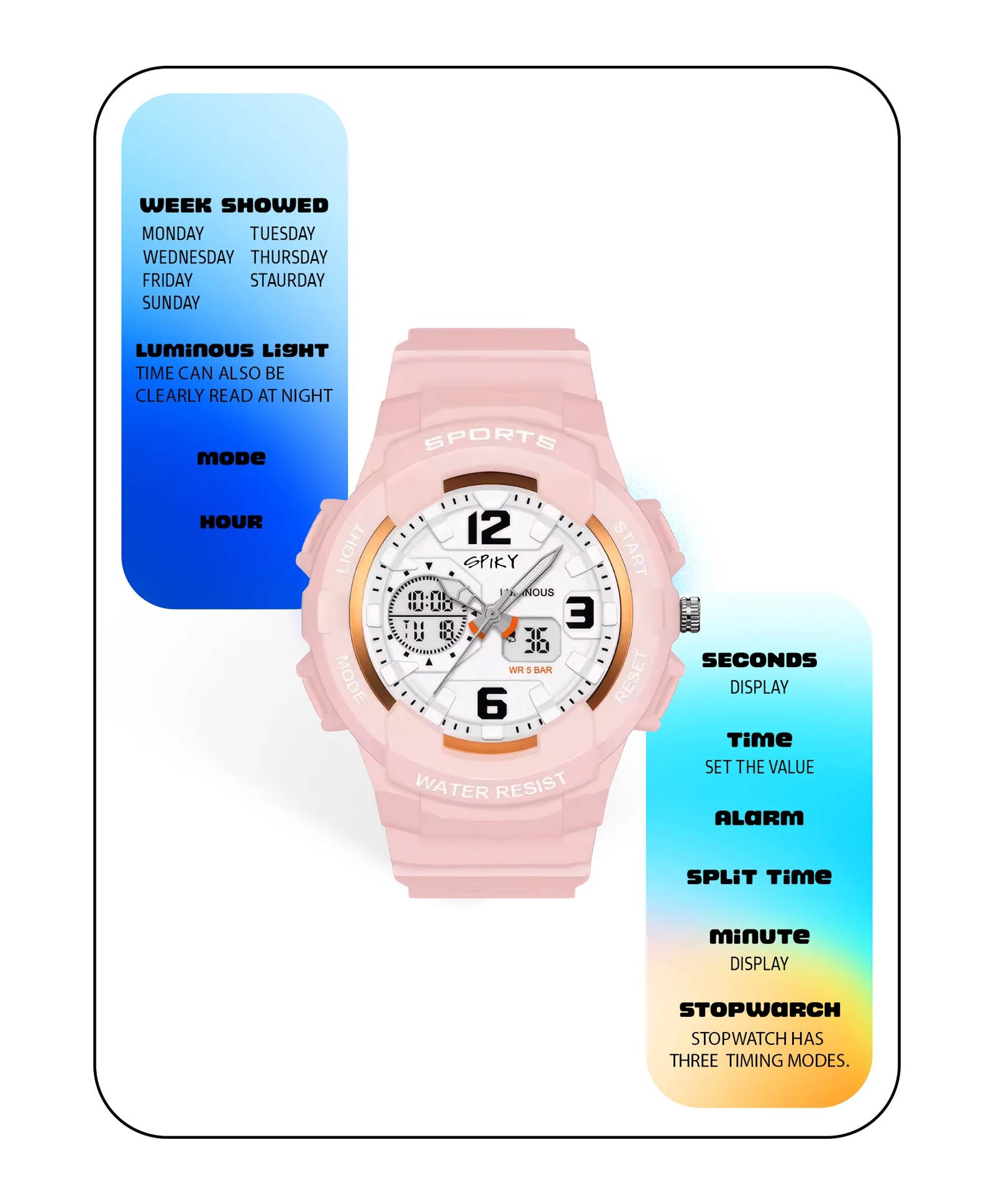 Spiky Eva6 Analog & Digital Sporty Watch - Image 18