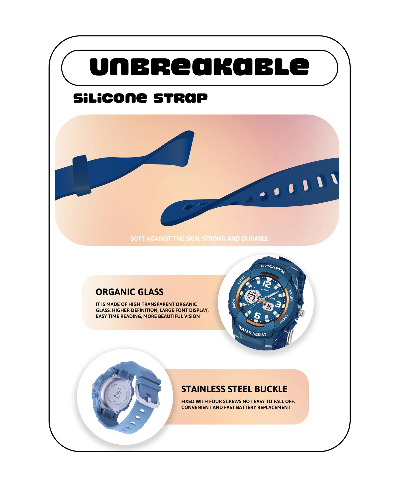 Spiky Eva6 Analog & Digital Sporty Watch - Image 8