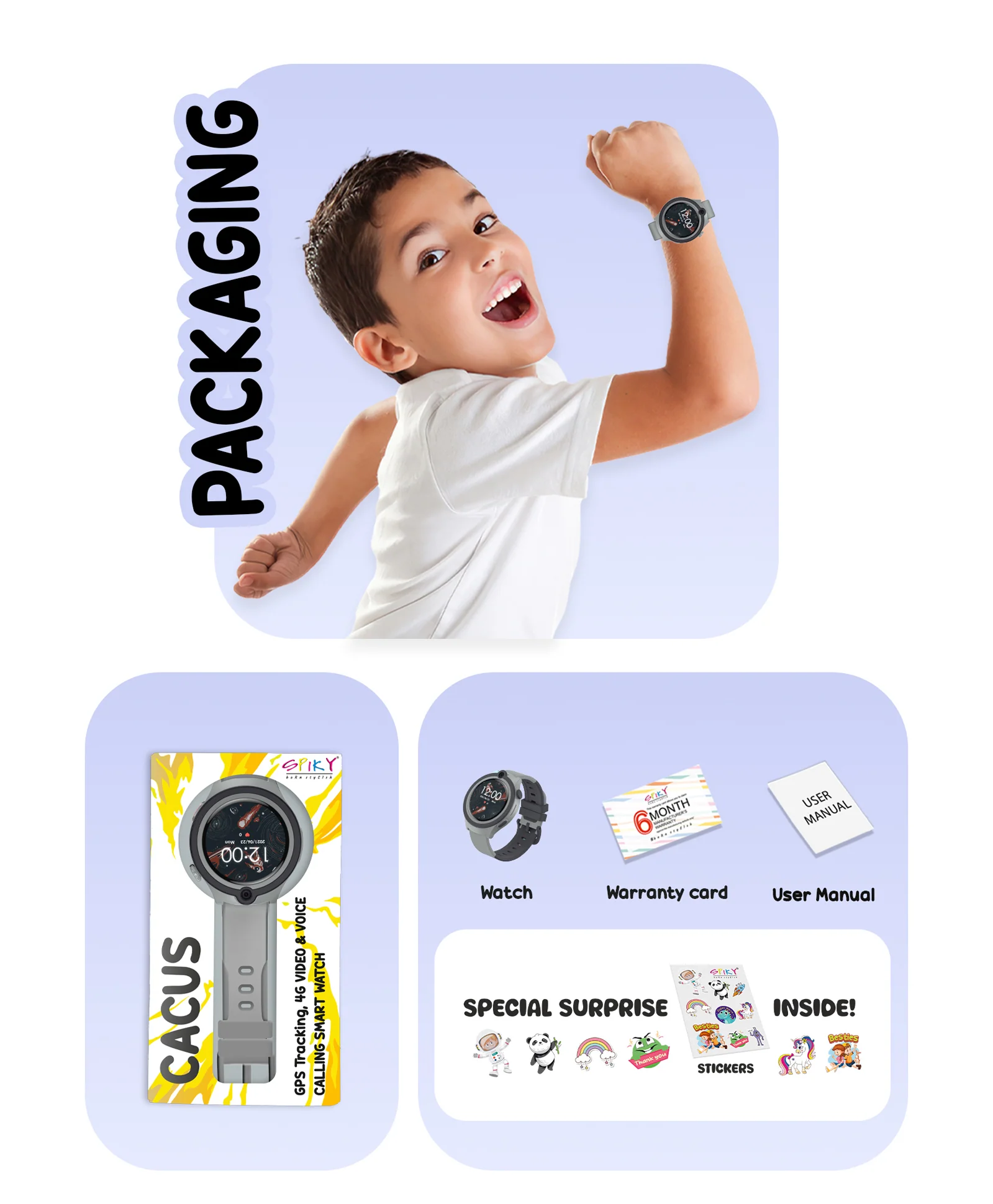 Spiky Cacus 4g Video & Voice Calling Smartwatch with GPS - Black - Image 10