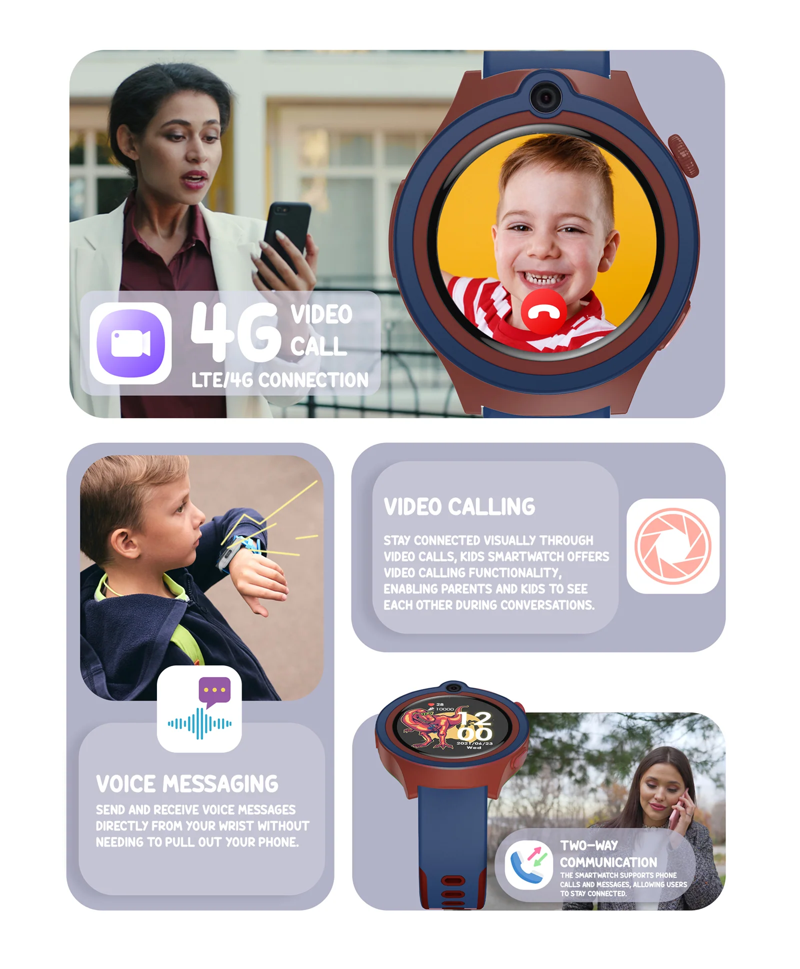 Spiky Cacus 4g Video & Voice Calling Smartwatch with GPS - Pink - Image 12