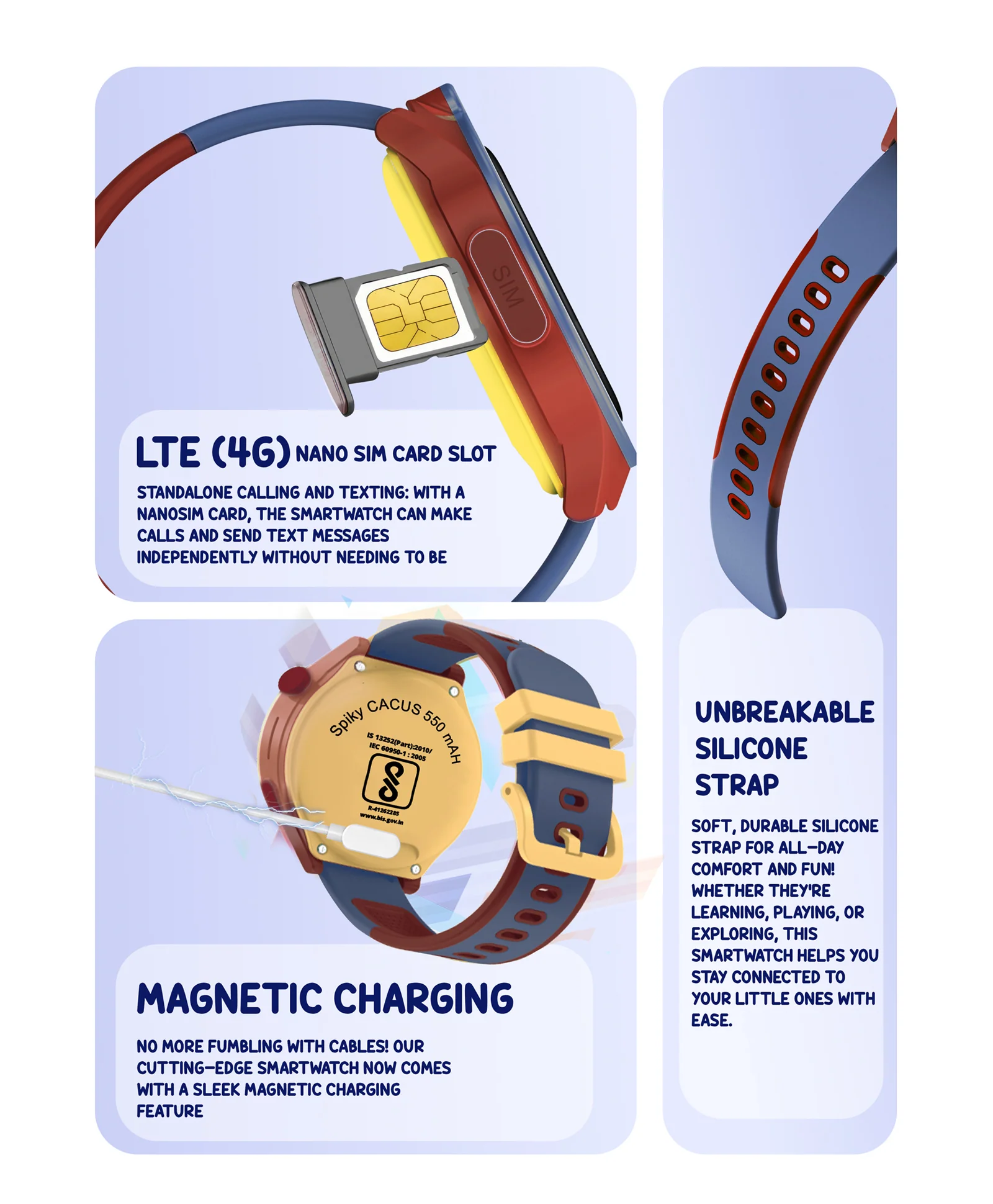 Spiky Cacus 4g Video & Voice Calling Smartwatch with GPS - Pink - Image 17