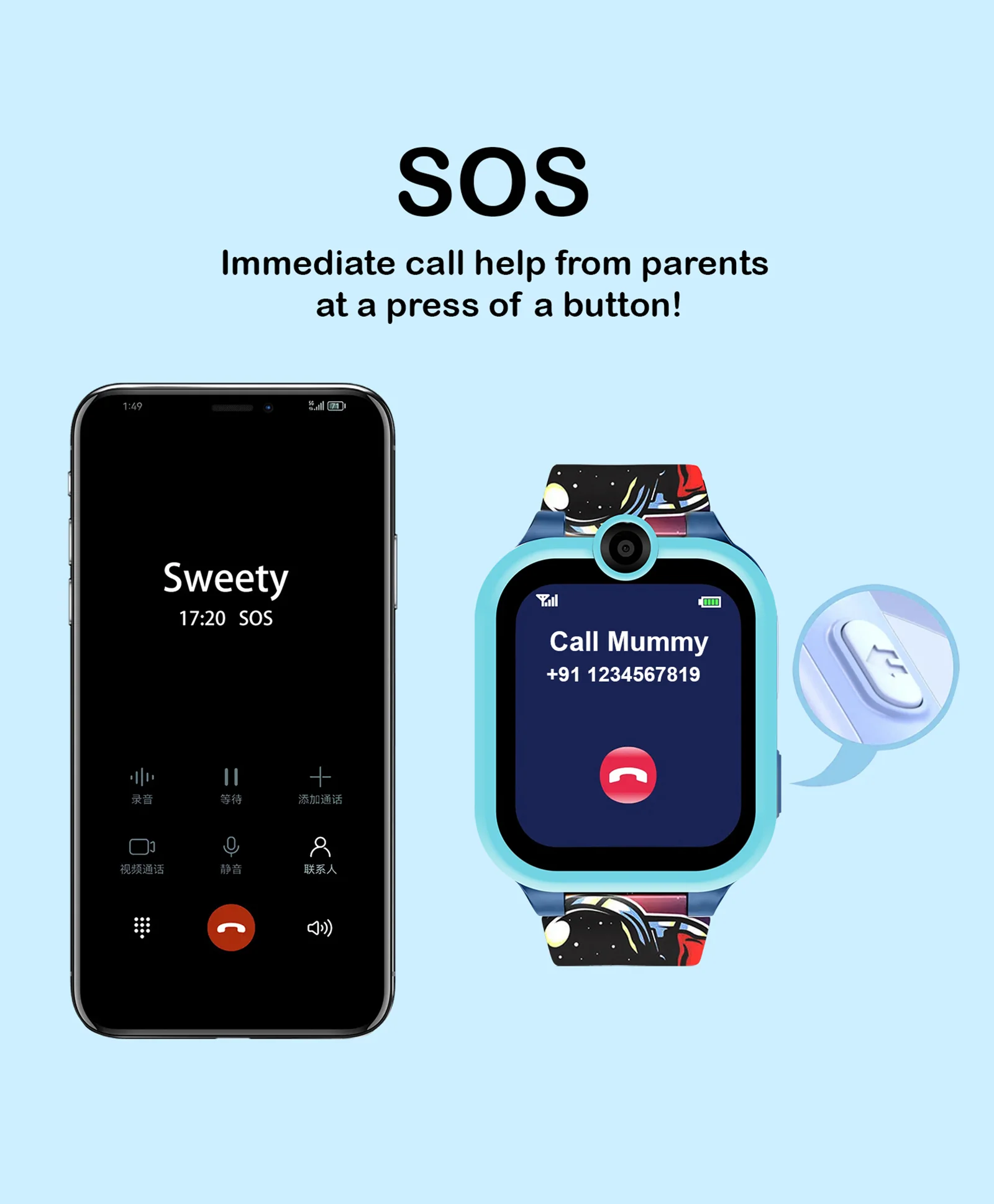 Spiky Griffin Calling Feature Loaded Smartwatch - Blue - Image 5