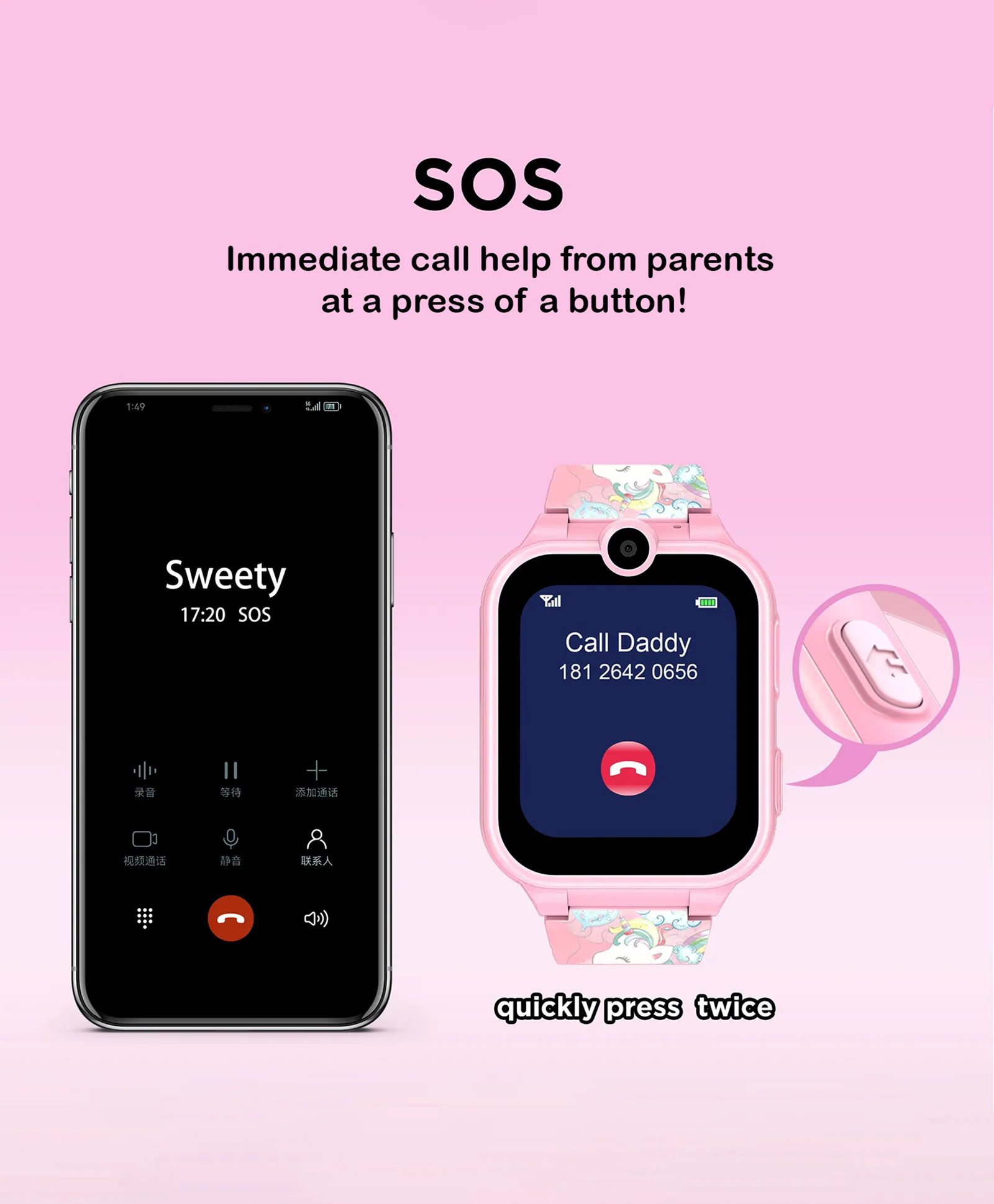 Spiky Griffin Calling Feature Loaded Smartwatch - Pink - Image 5