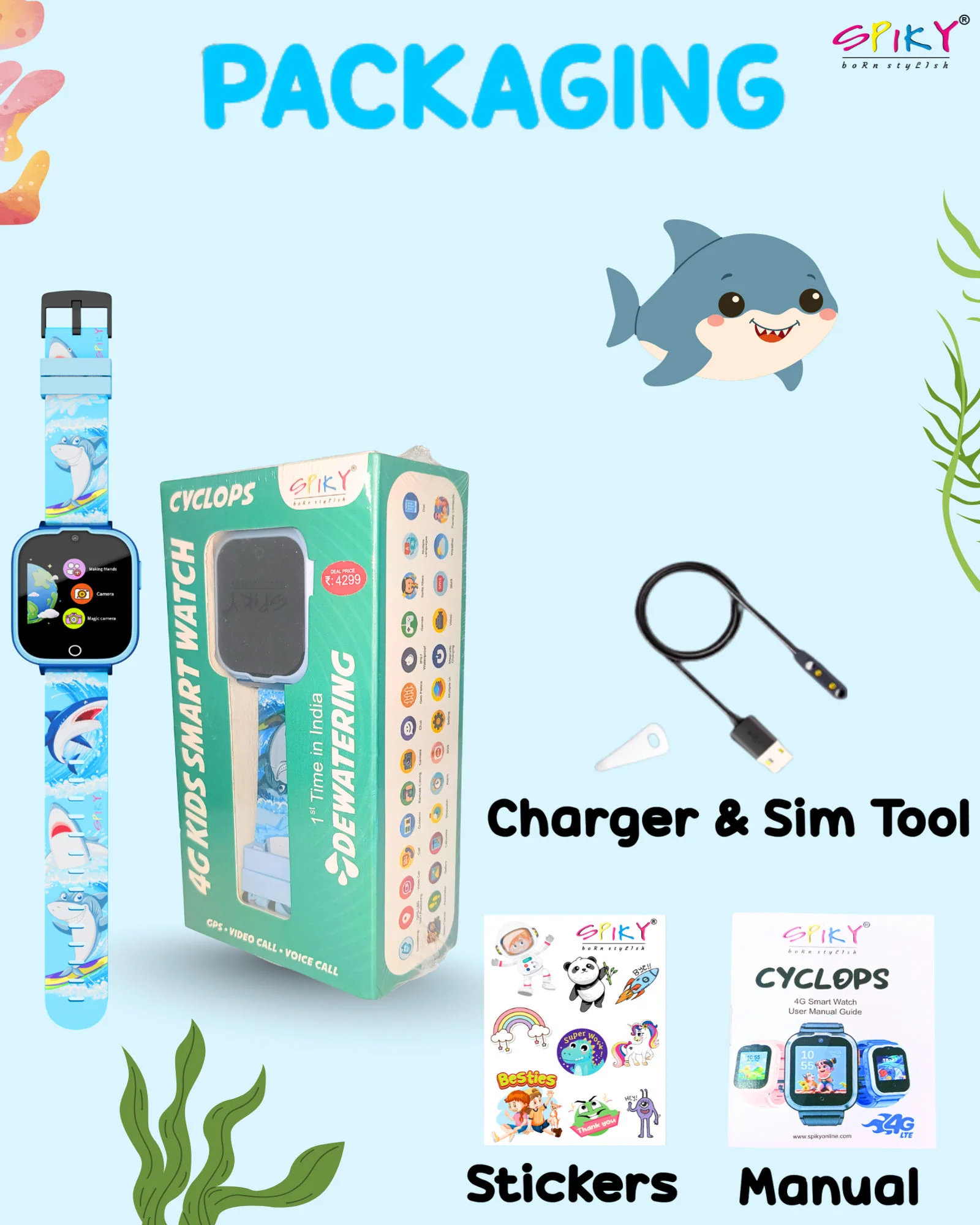 Spiky Cyclops 4g Voice Calling Kids Smartwatch - Image 54