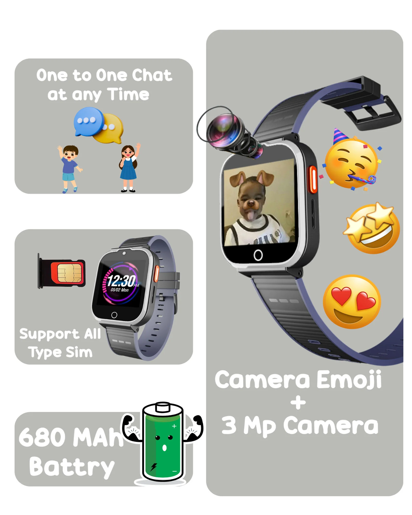 Spiky Cyclops 4g Voice Calling Kids Smartwatch - Image 25