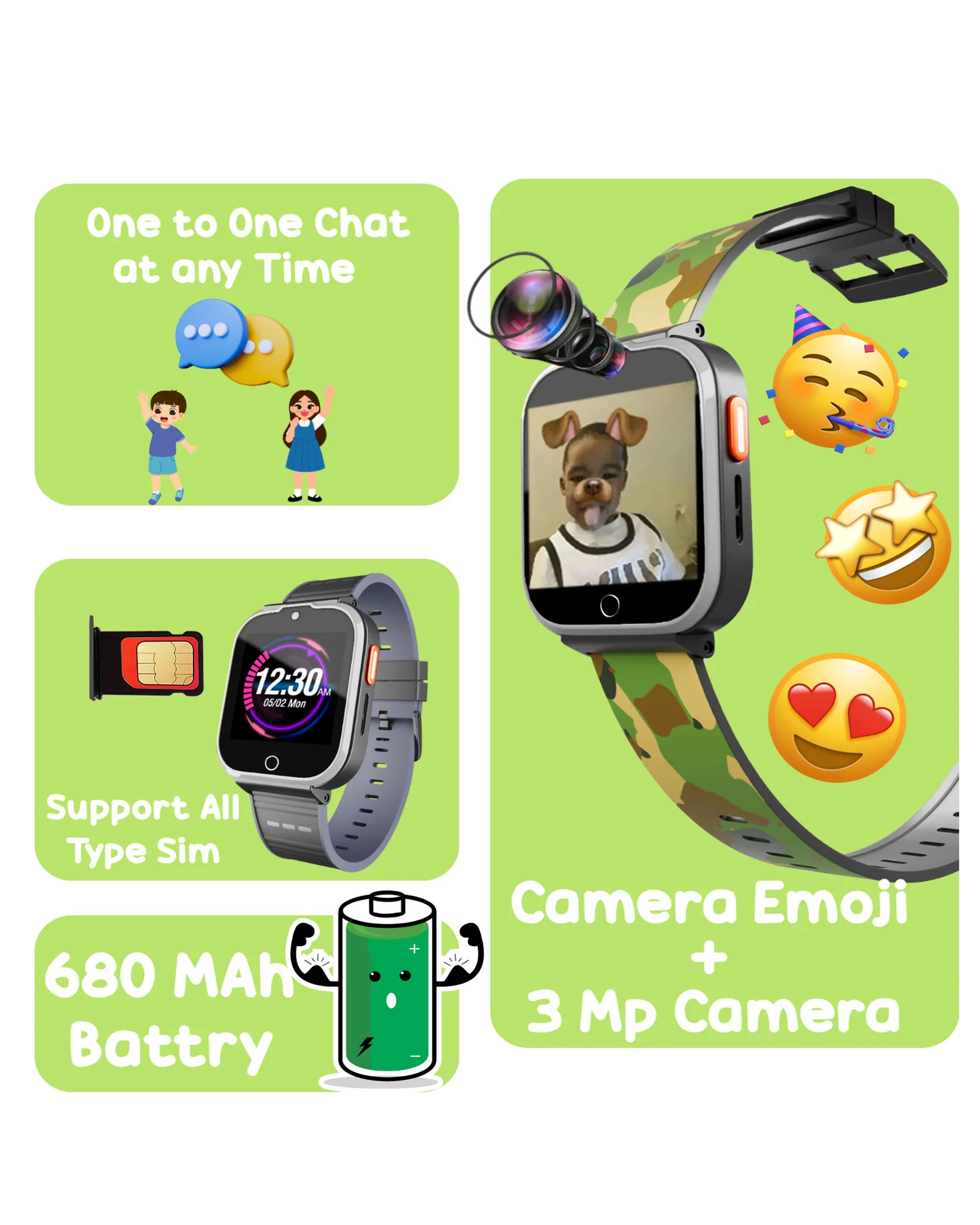 Spiky Cyclops 4g Voice Calling Kids Smartwatch - Image 17