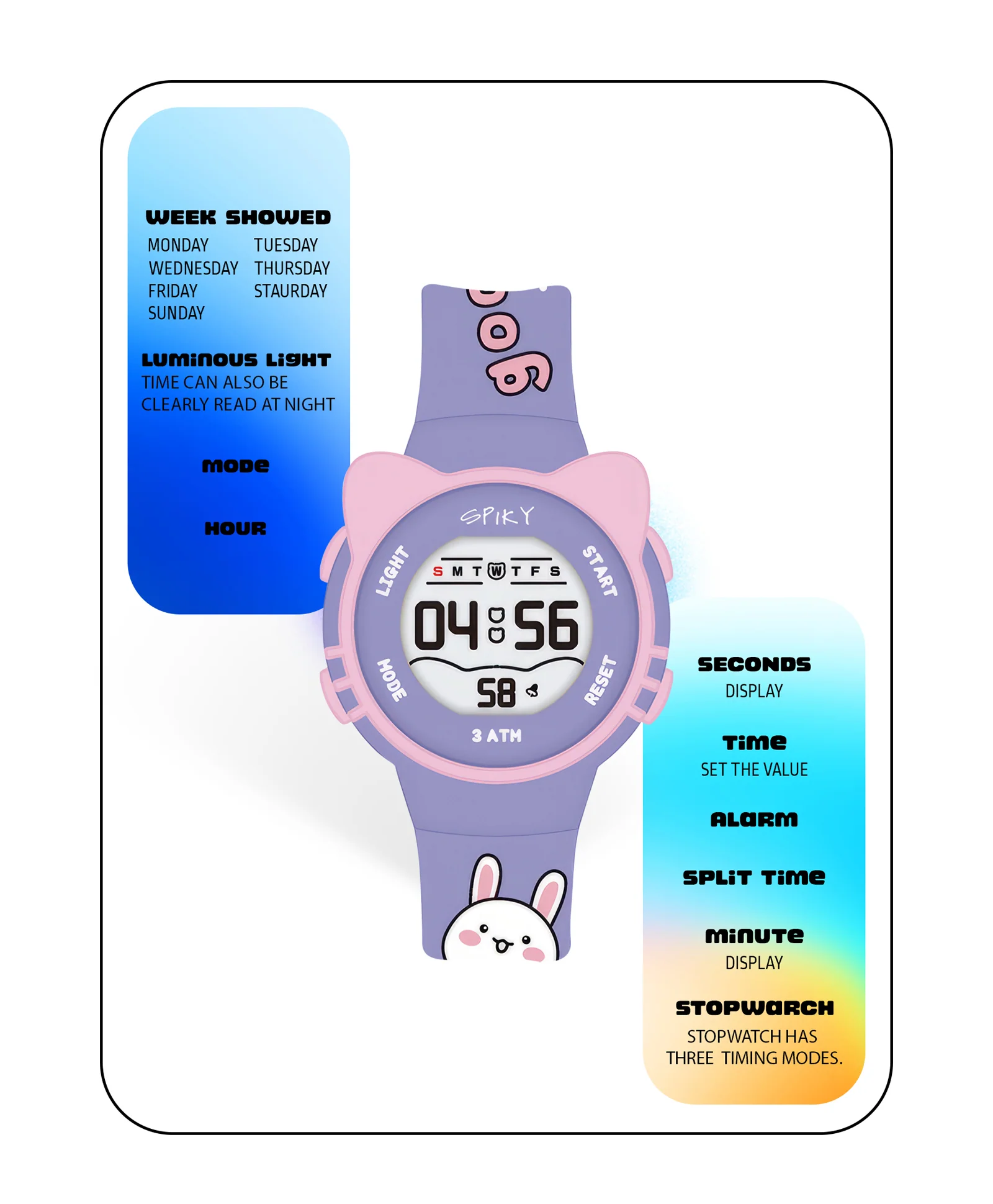 Spiky Eva17 Round Cat Shaped Digital Watch - Image 7