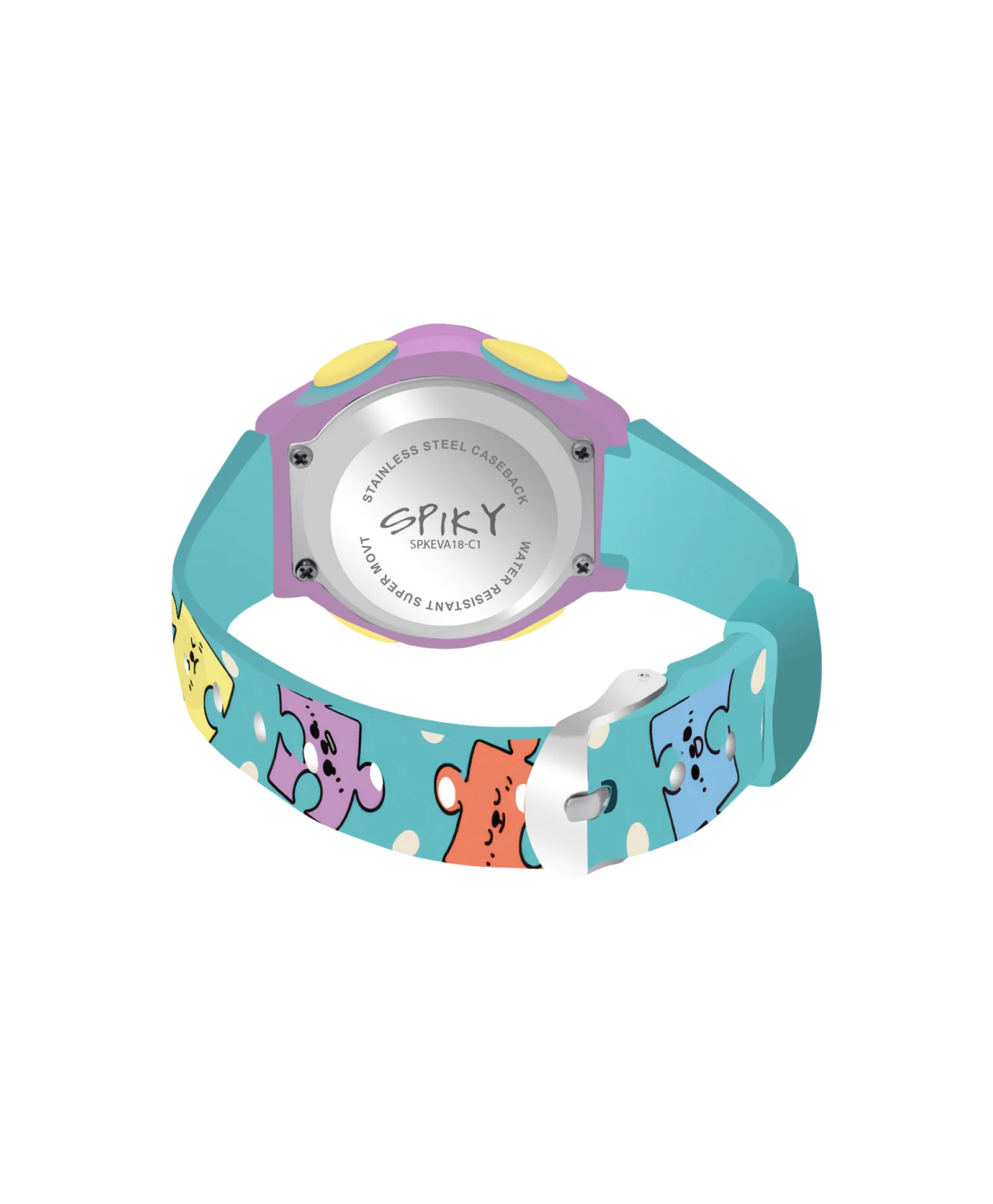 Spiky Eva18 Printed Strap Round Sports Digital Watch - Image 23