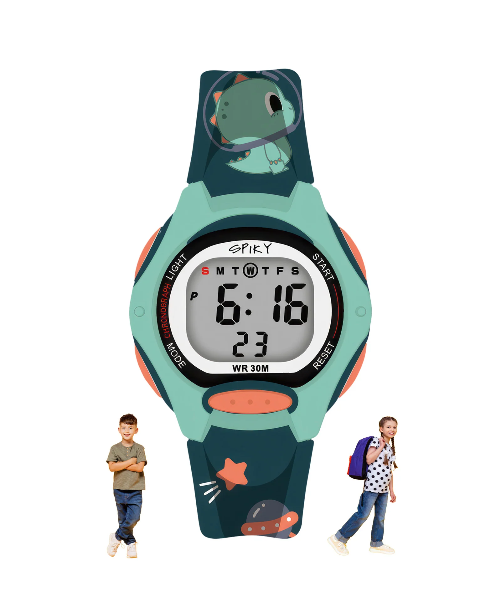 Spiky Eva18 Printed Strap Round Sports Digital Watch - Image 50