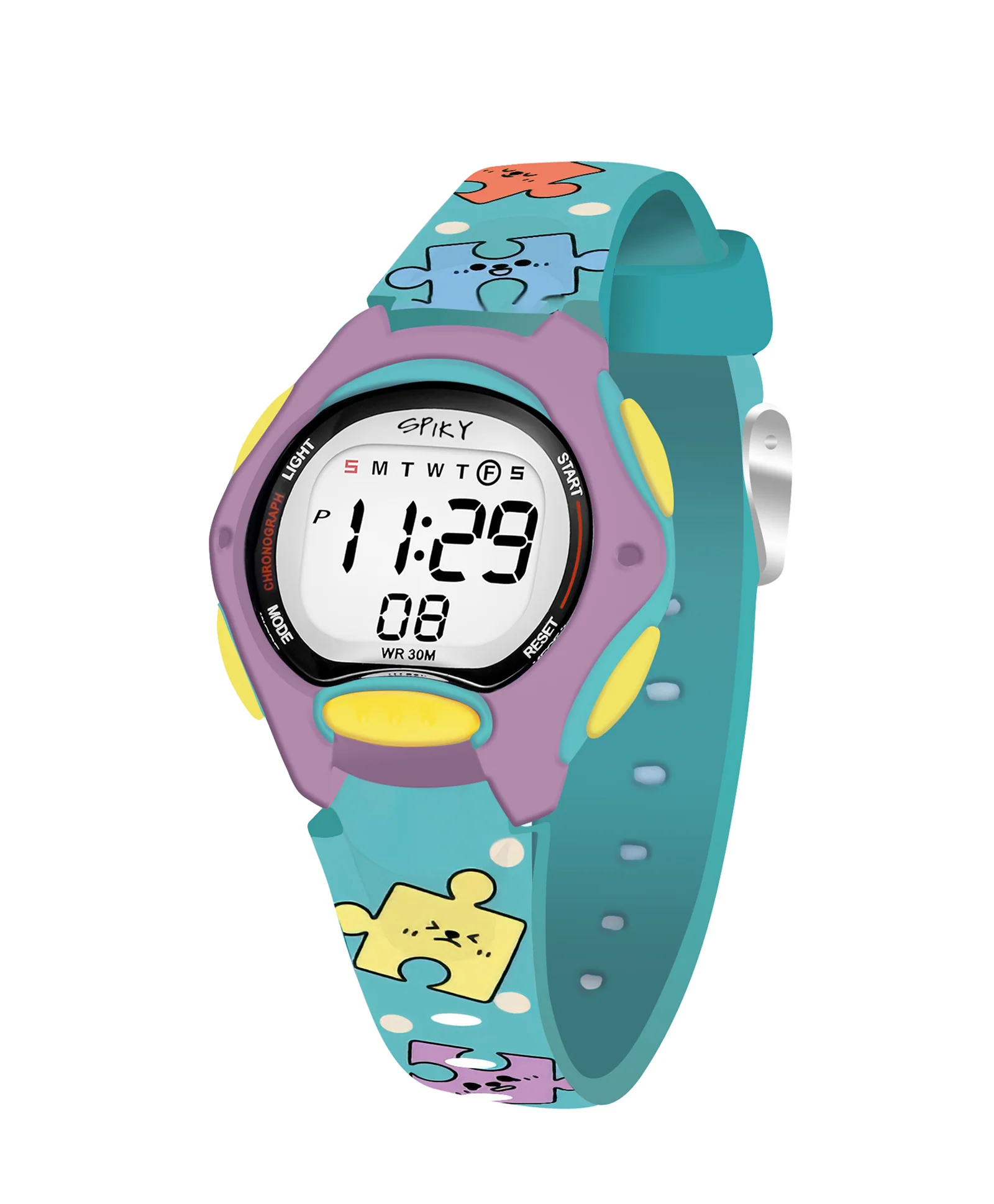 Spiky Eva18 Printed Strap Round Sports Digital Watch - Image 25