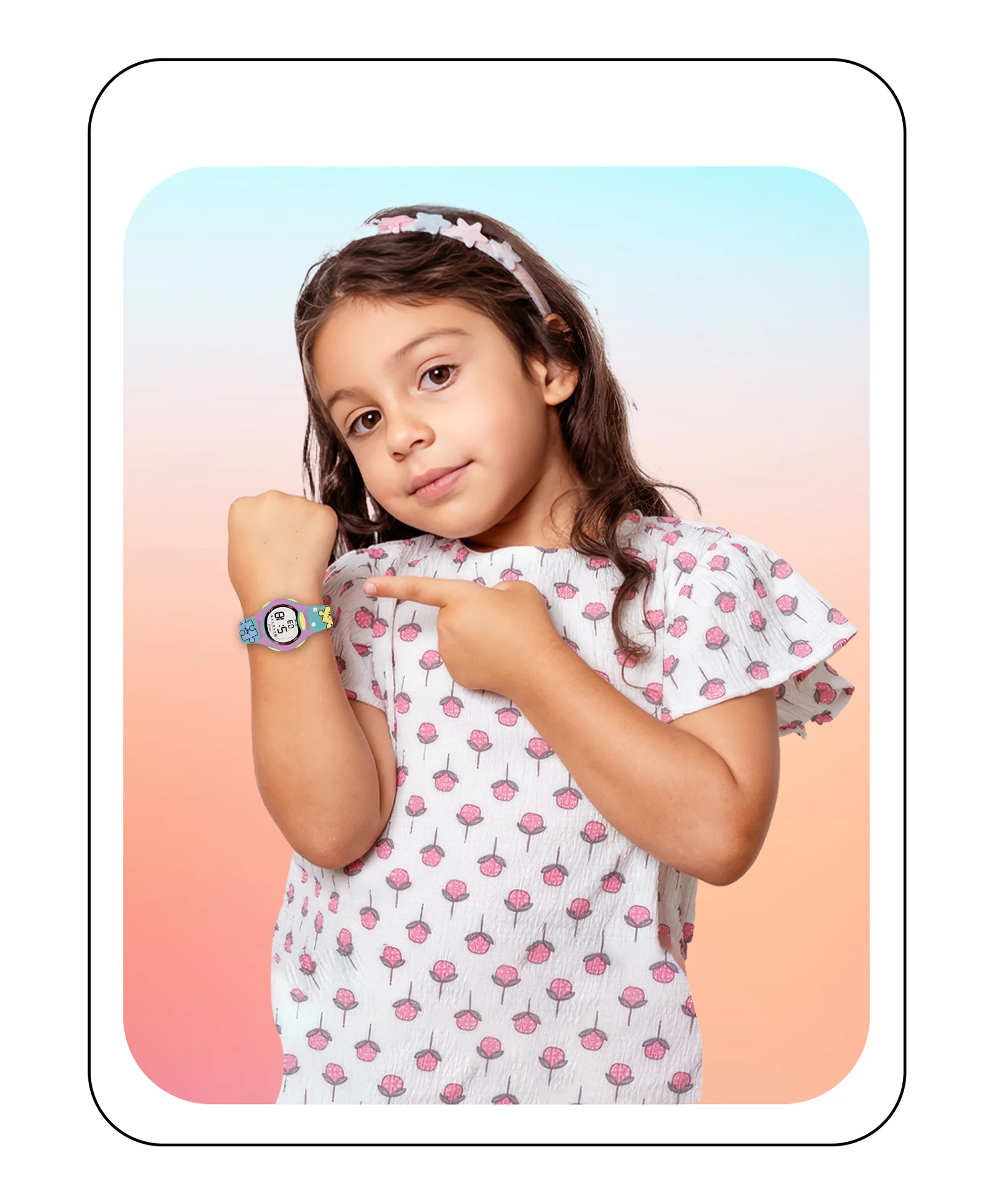 Spiky Eva18 Printed Strap Round Sports Digital Watch - Image 29