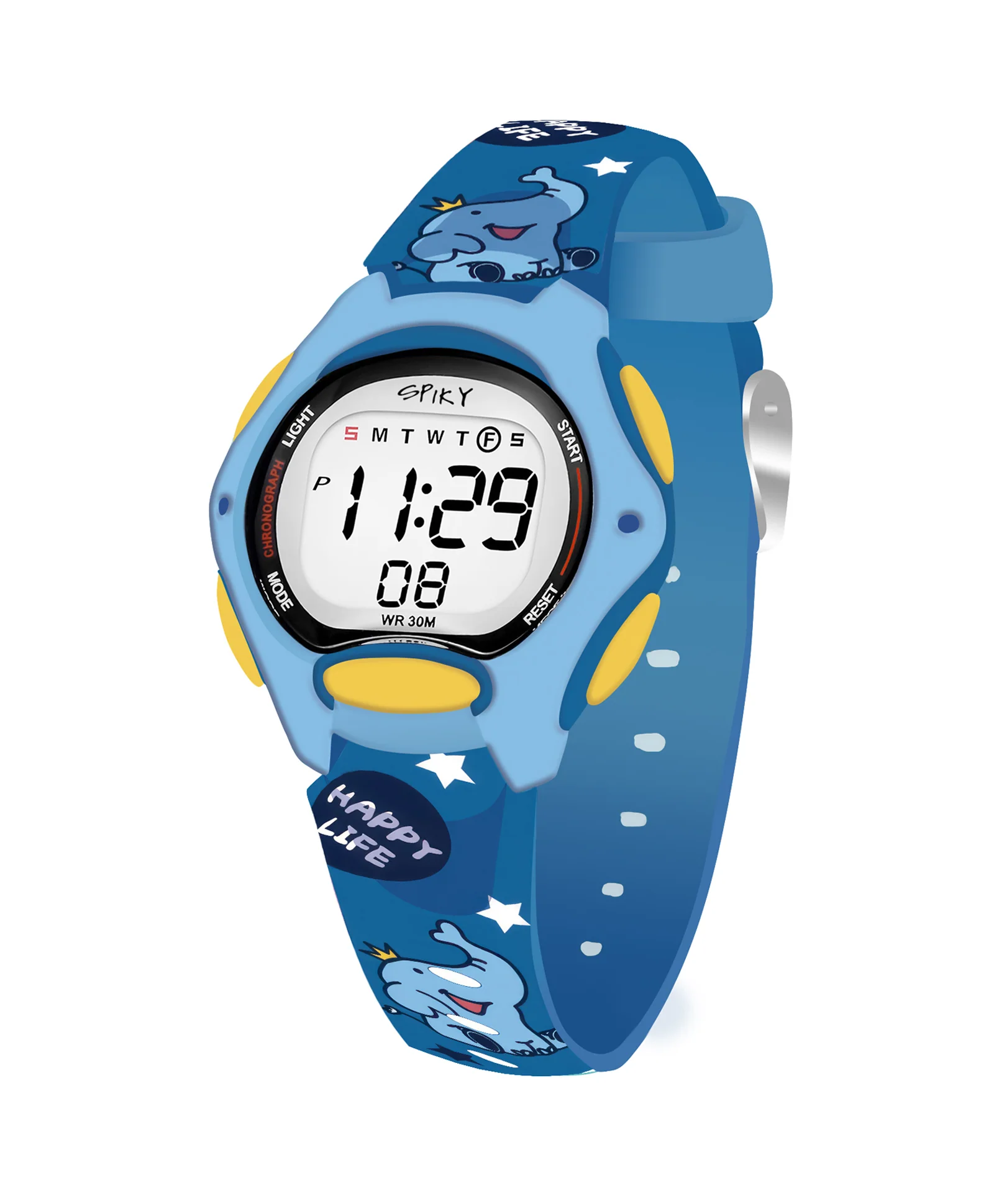 Spiky Eva18 Printed Strap Round Sports Digital Watch - Image 37