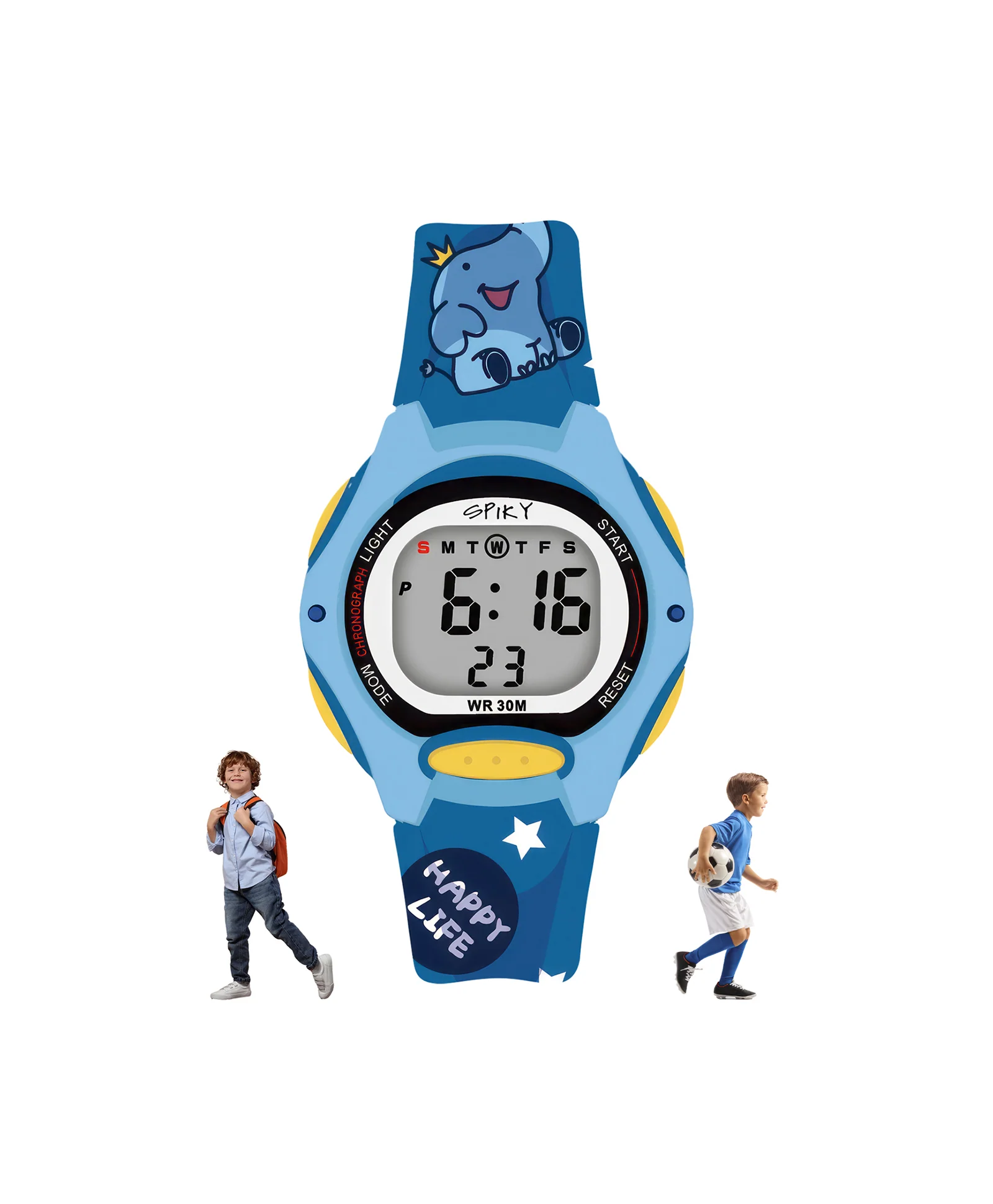 Spiky Eva18 Printed Strap Round Sports Digital Watch - Image 38