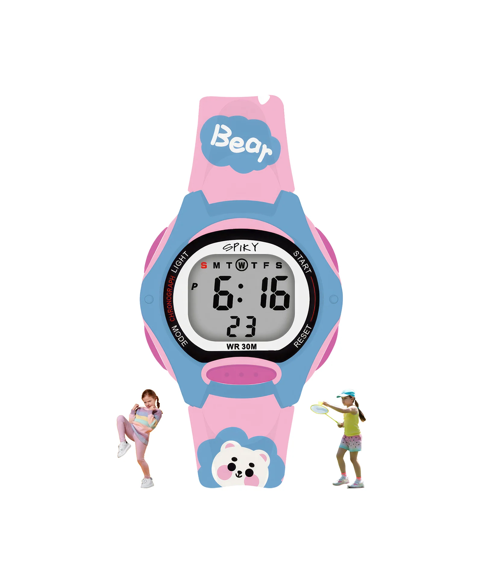 Spiky Eva18 Printed Strap Round Sports Digital Watch - Image 14